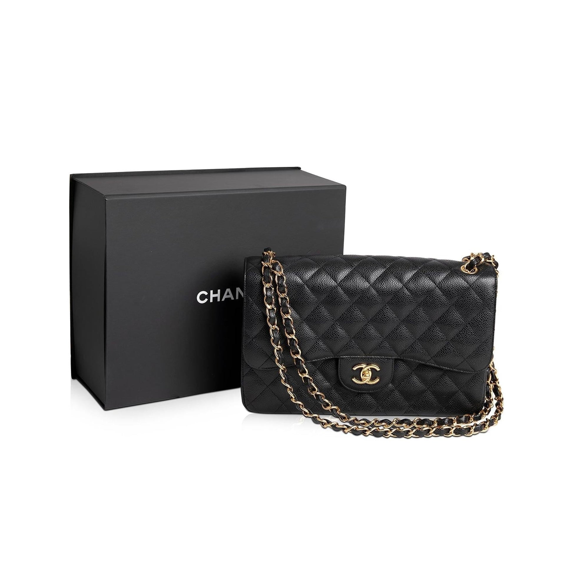 Chanel Caviar Classic Jumbo Double Flap Black Travel Bag 3