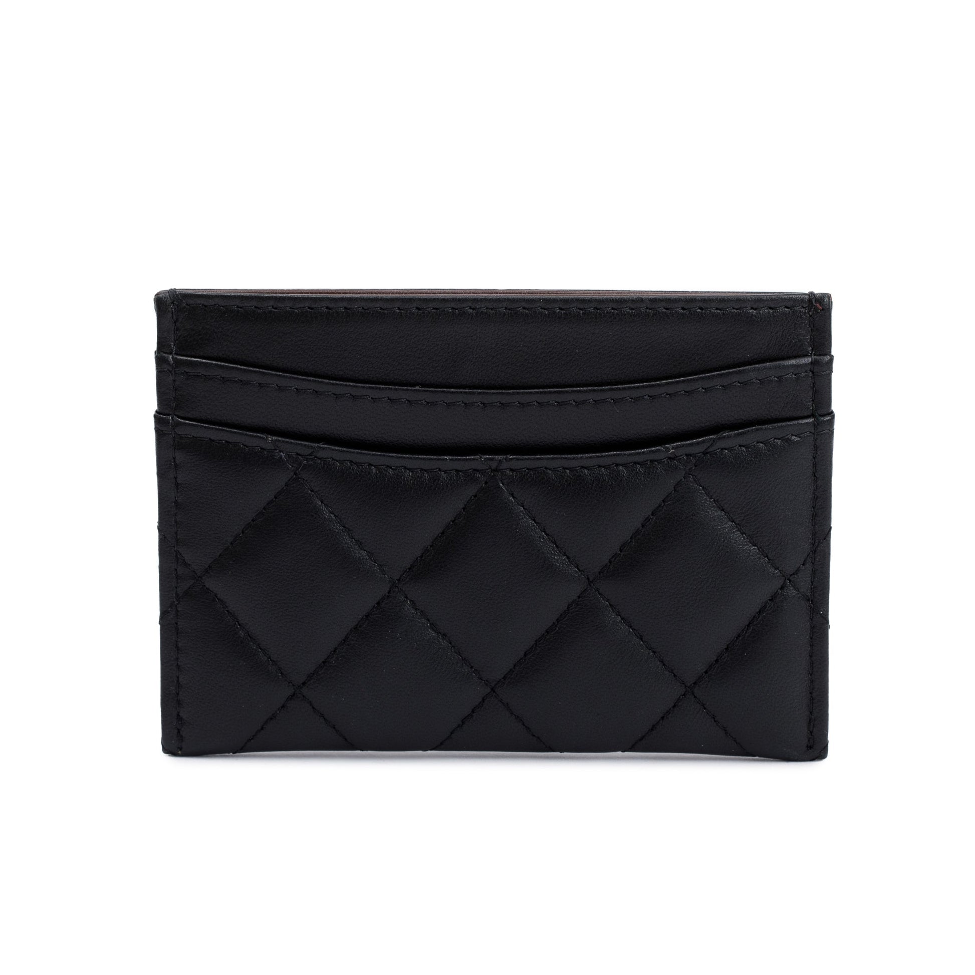 Chanel Caviar Classic Card Holder Leather Black Wallet Case 3