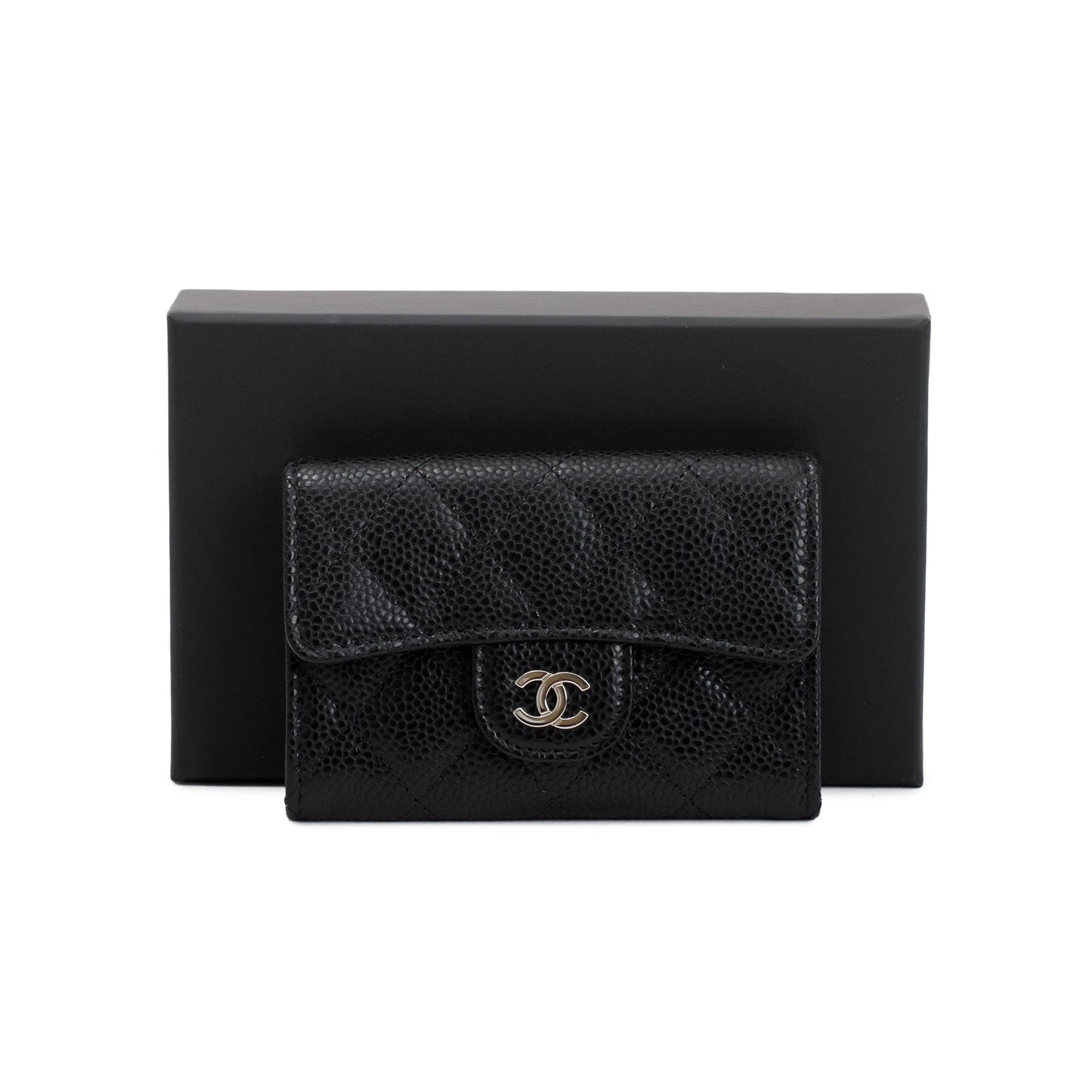 Chanel Caviar Classic Flap Card Holder Leather Black Wallet Case 3