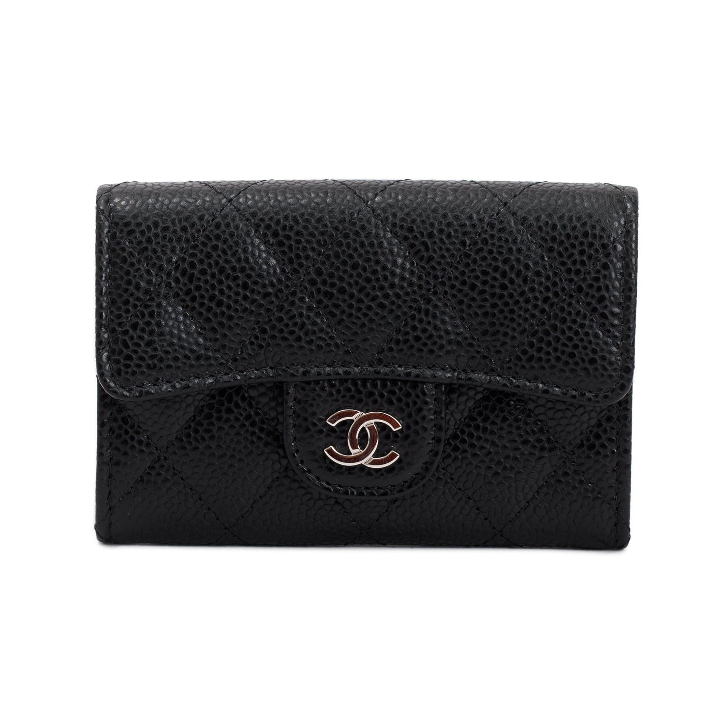 Chanel Caviar Classic Flap Card Holder Leather Black Wallet Case 3