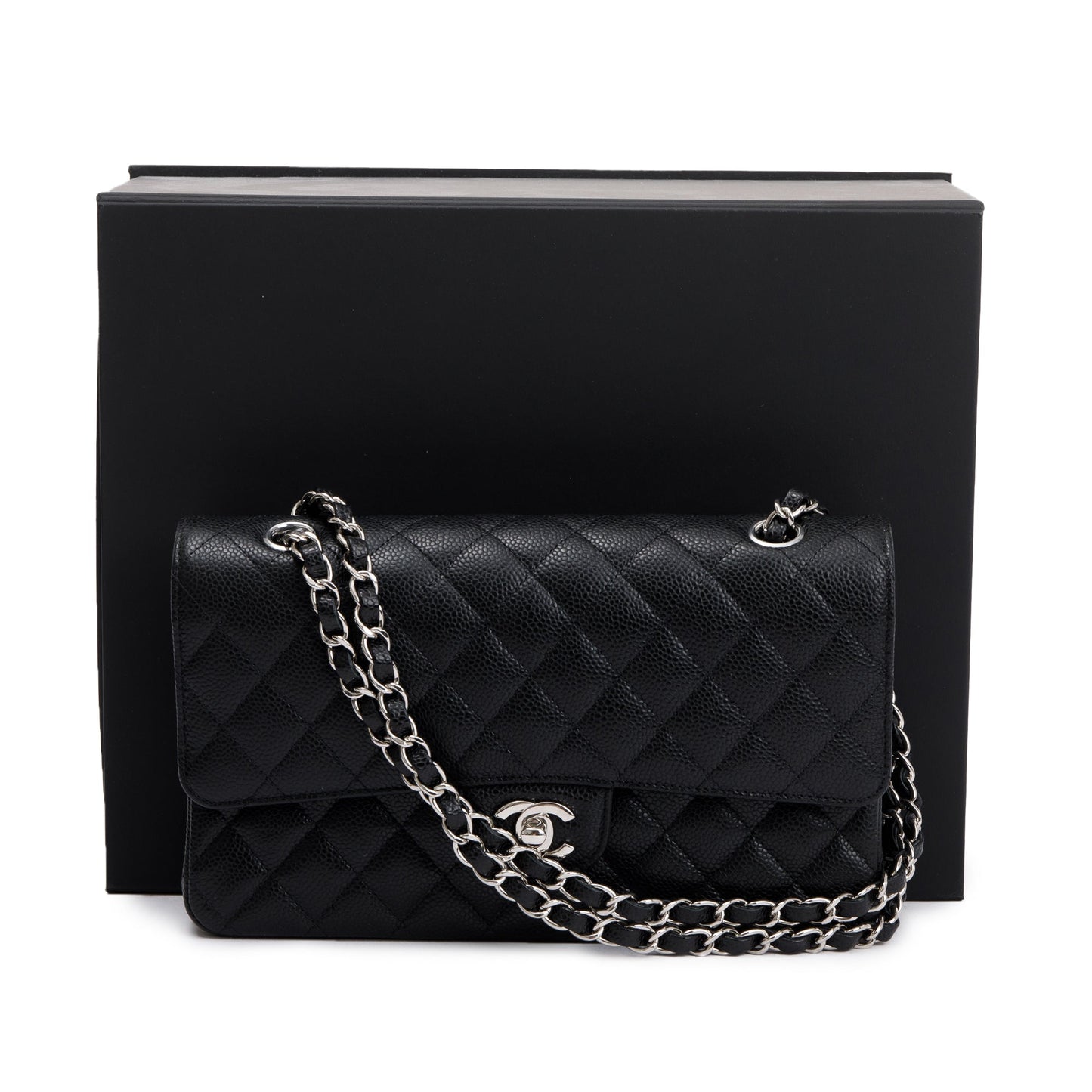 Chanel Caviar Classic Double Flap Leather Black Travel Bag 5
