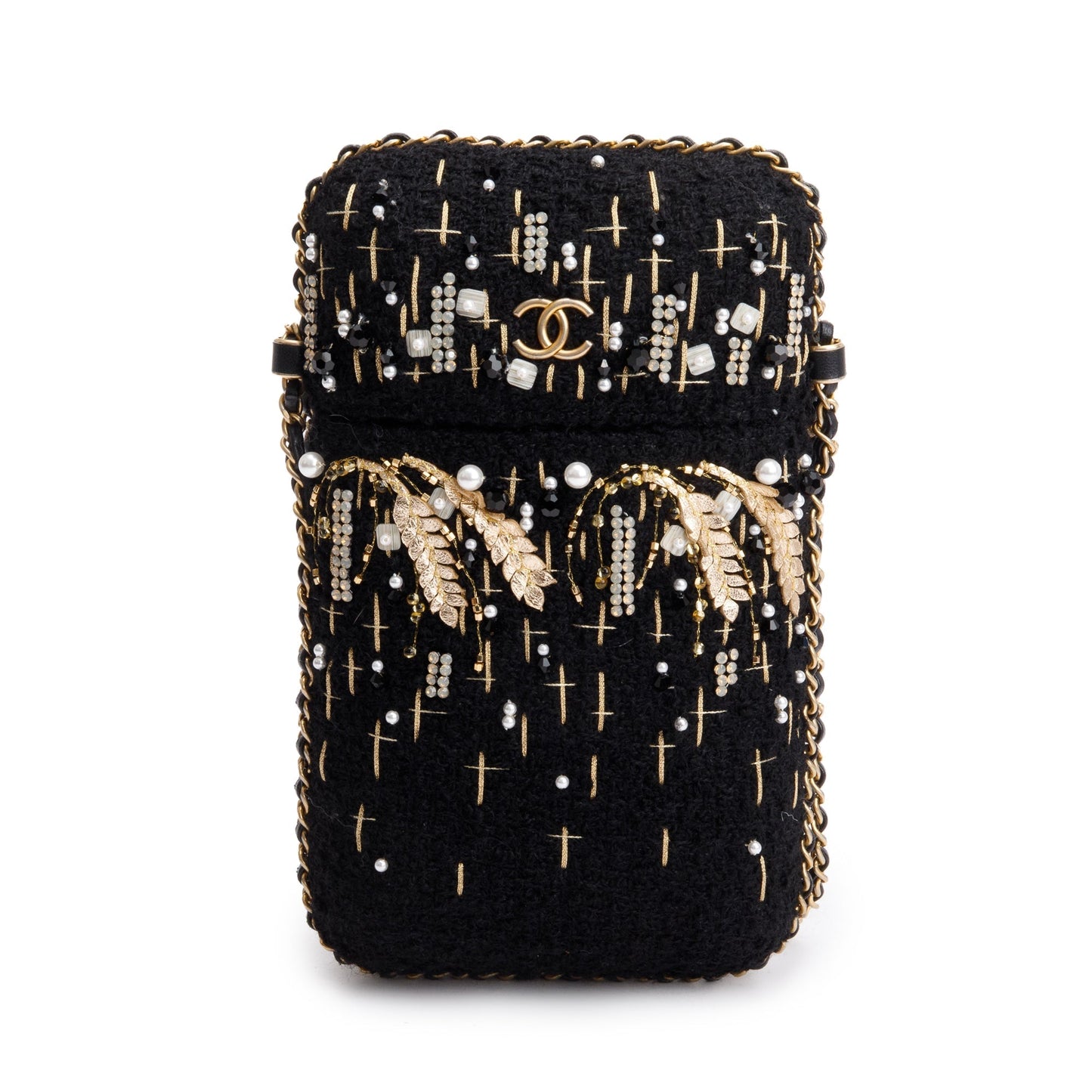Chanel Jersey Faux Pearl & Crystal Black Travel Bag