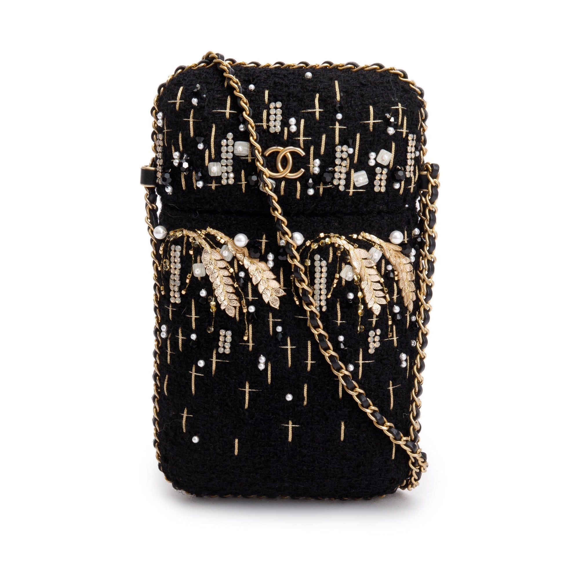Chanel Jersey Faux Pearl & Crystal Black Travel Bag