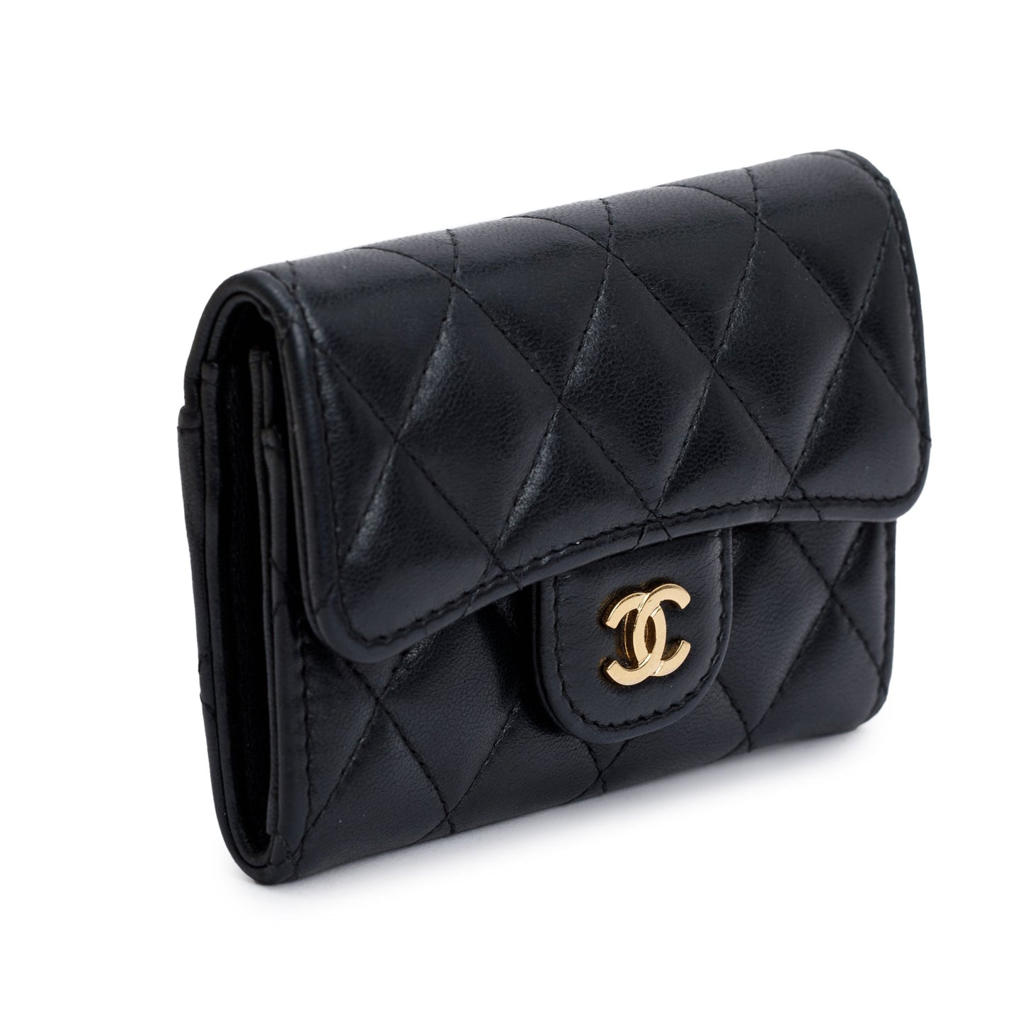 Chanel Classic Flap Card Holder Leather Lambskin Black Wallet Case