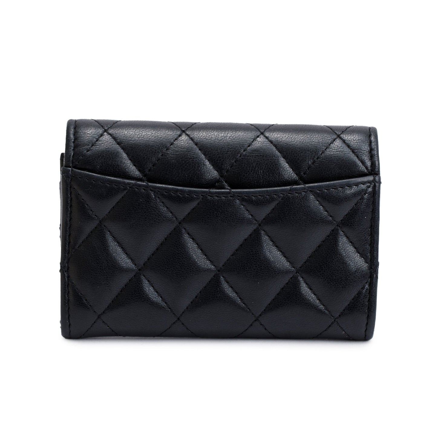 Chanel Classic Flap Card Holder Leather Lambskin Black Wallet Case