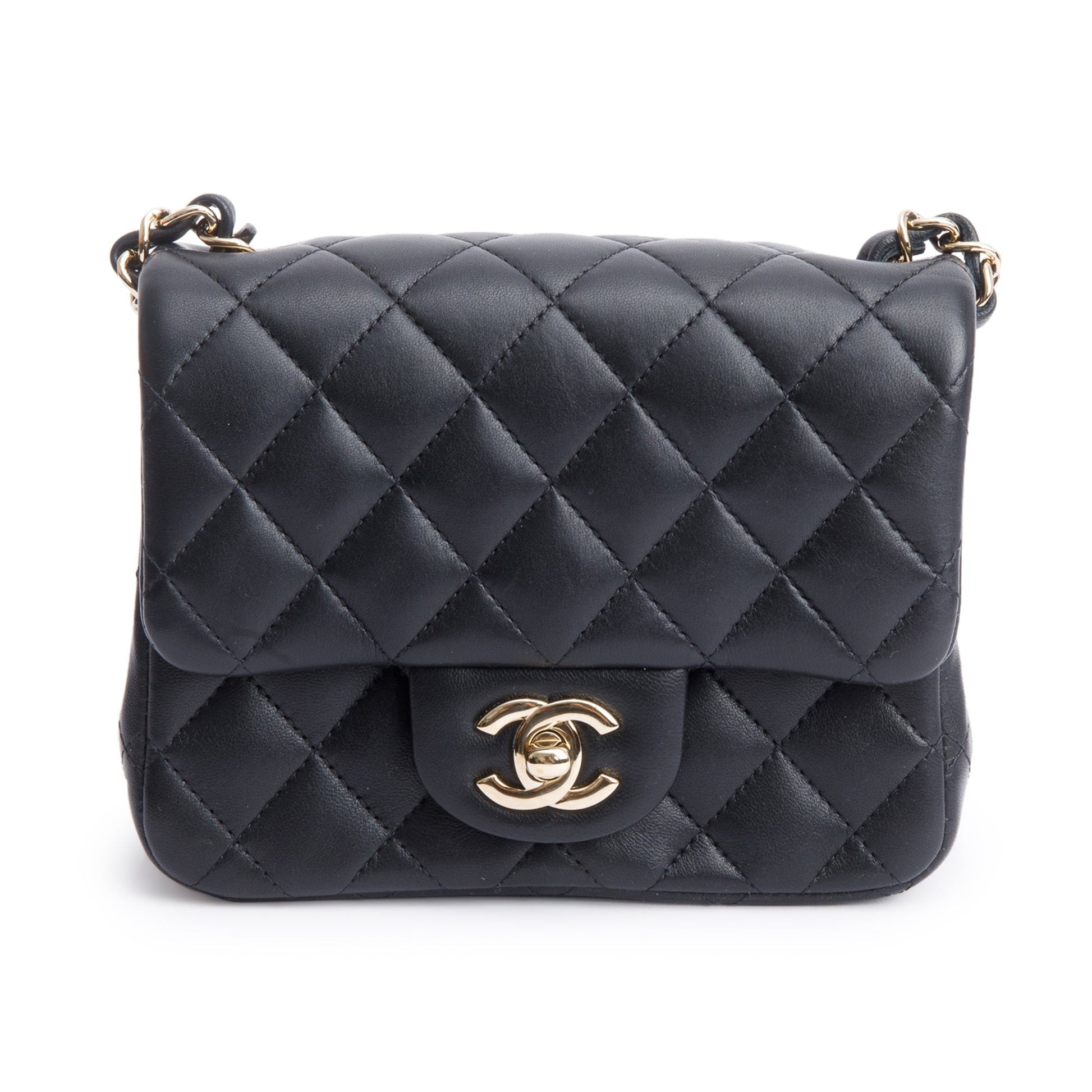 Chanel Quilted Classic Square Flap Leather Lambskin Black Travel Bag