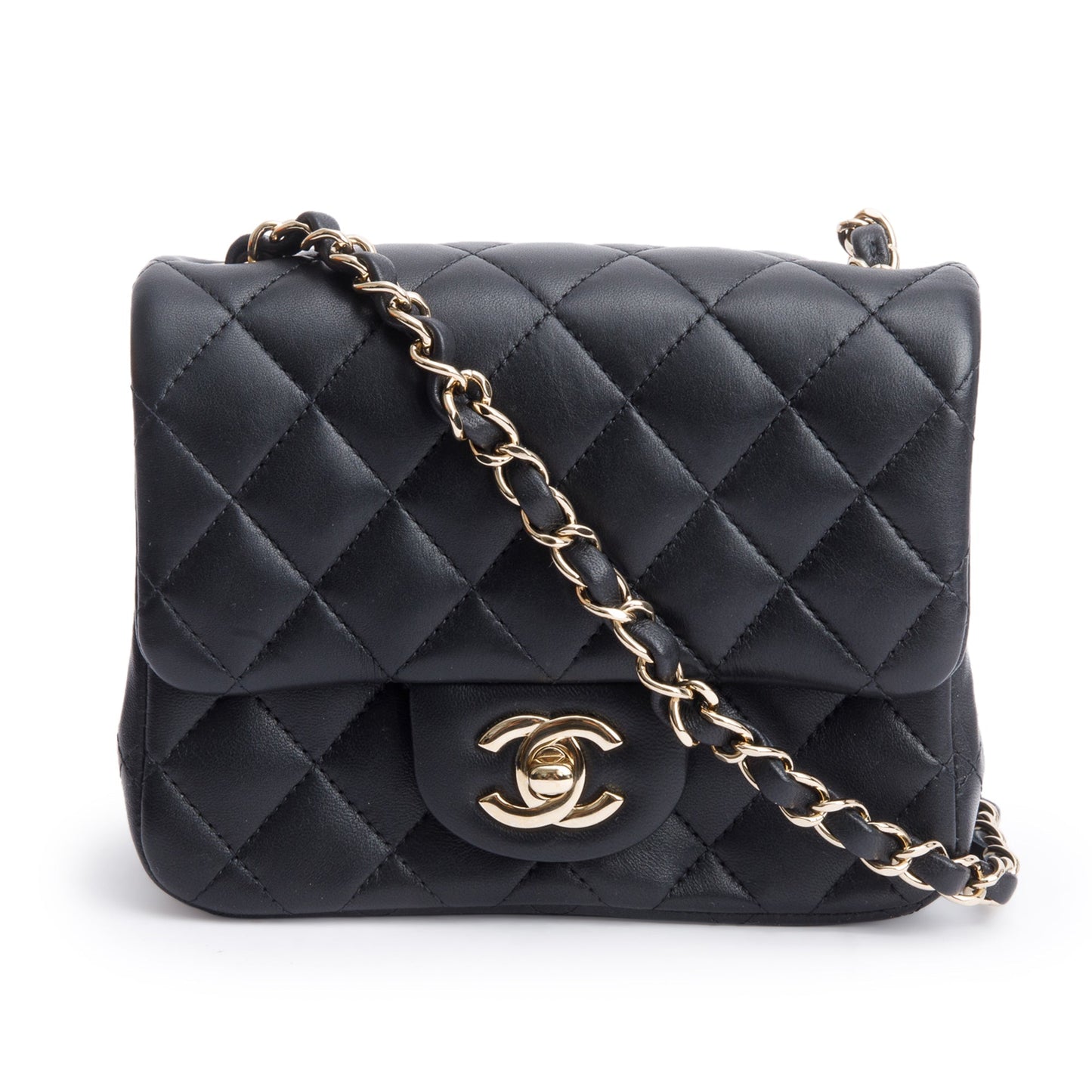 Chanel Quilted Classic Square Flap Leather Lambskin Black Travel Bag