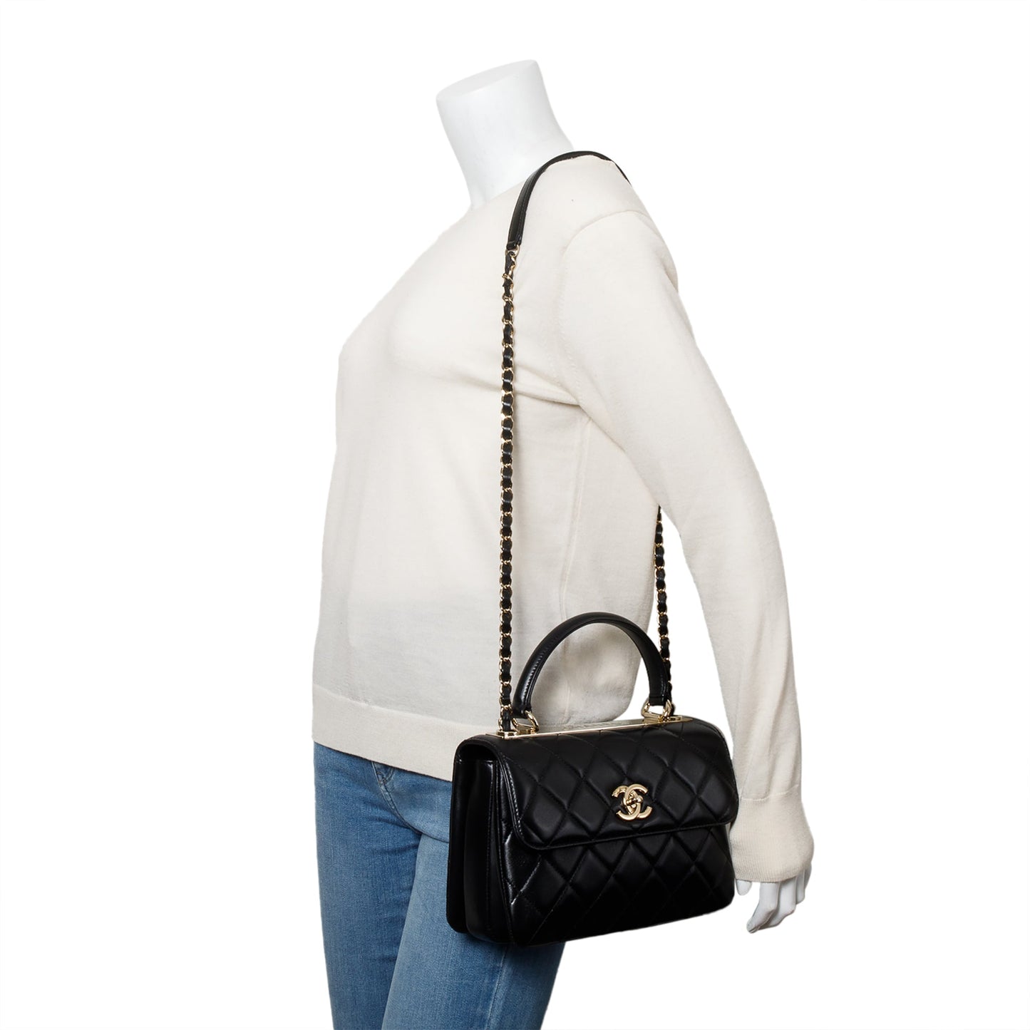 Chanel Quilted Trendy CC Top Handle Lambskin Black Travel Bag 4