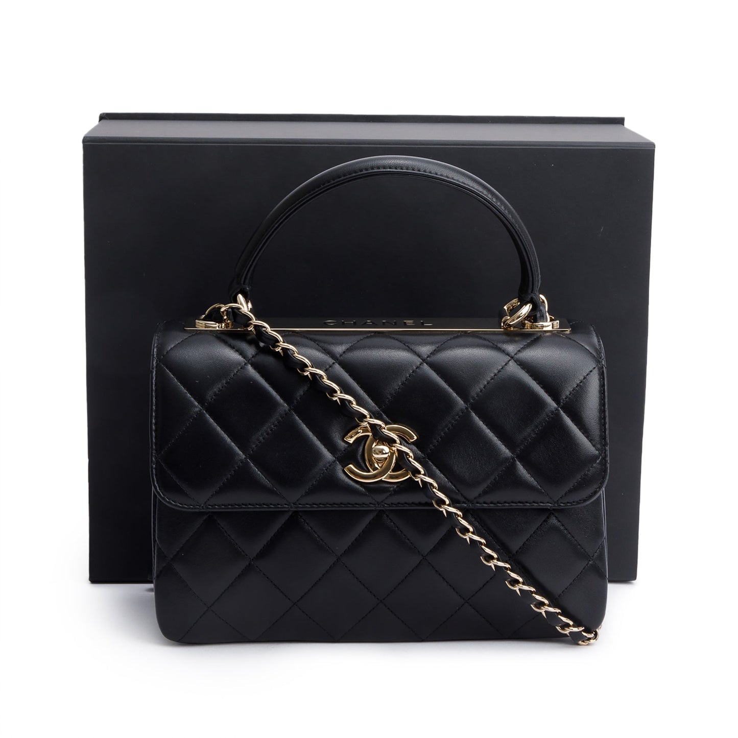 Chanel Quilted Trendy CC Top Handle Lambskin Black Travel Bag 4