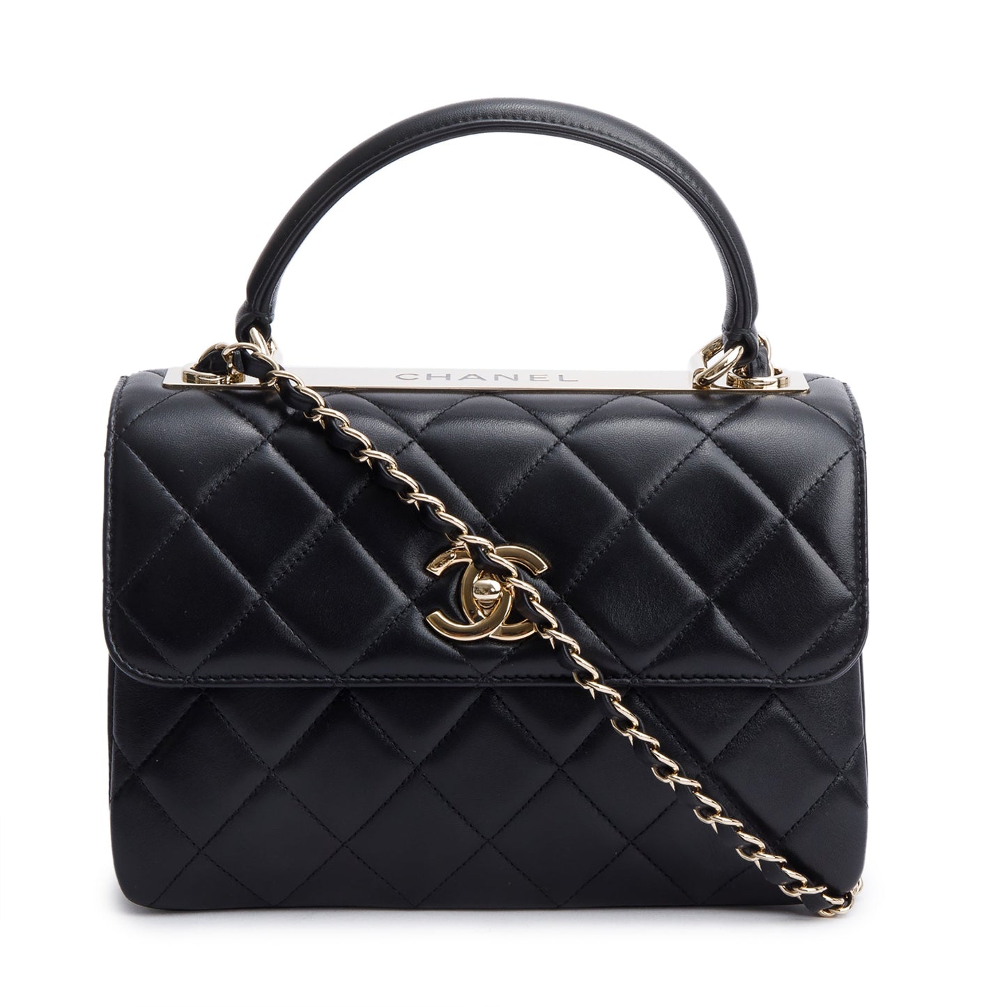 Chanel Quilted Trendy CC Top Handle Lambskin Black Travel Bag 4