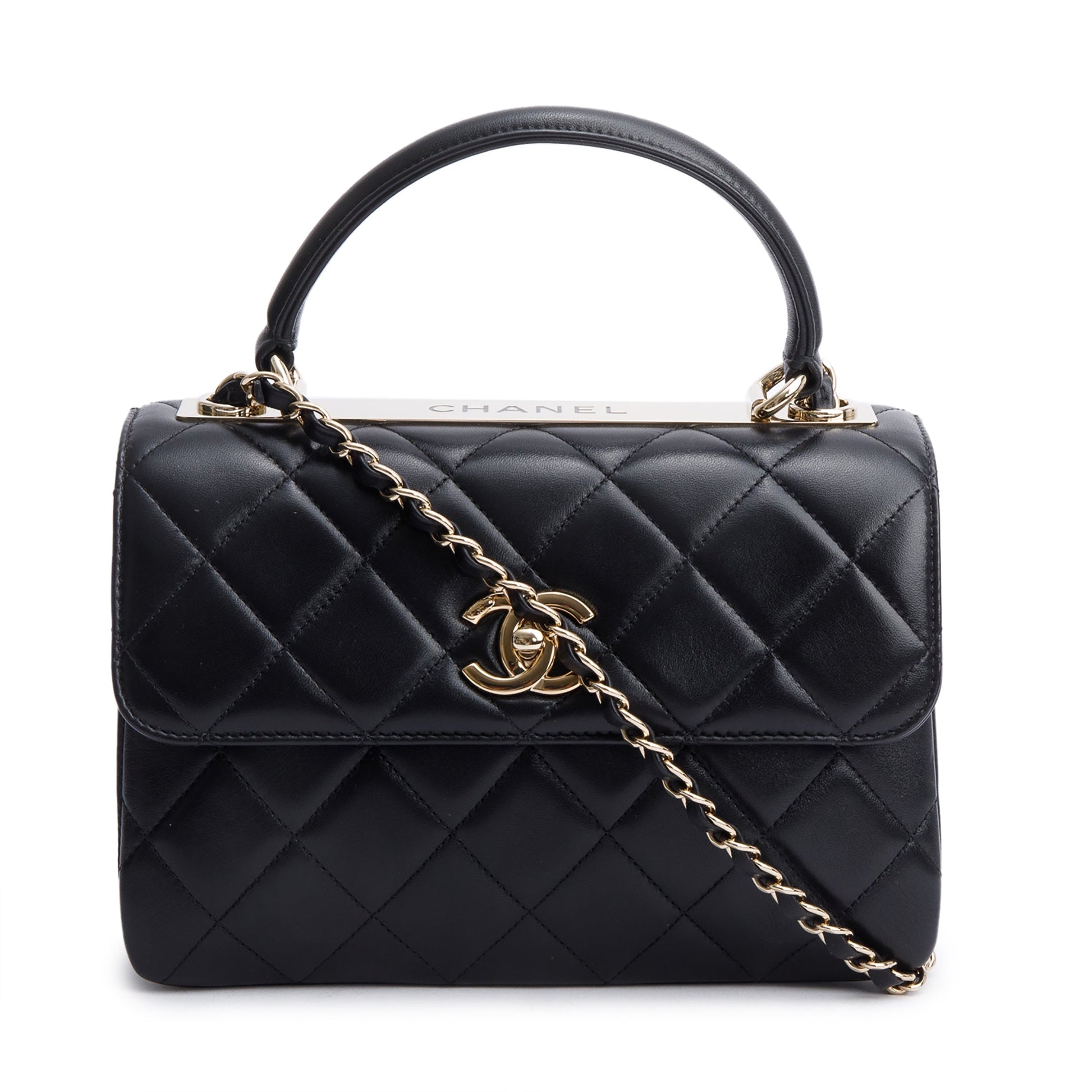 Chanel Quilted Trendy CC Top Handle Lambskin Black Travel Bag 4