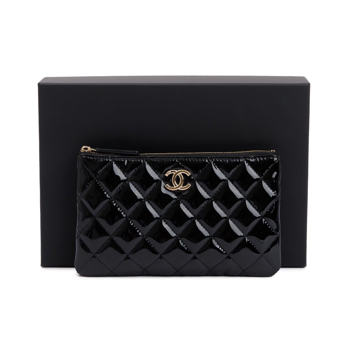Chanel Quilted Patent Classic Leather Black Travel Bag