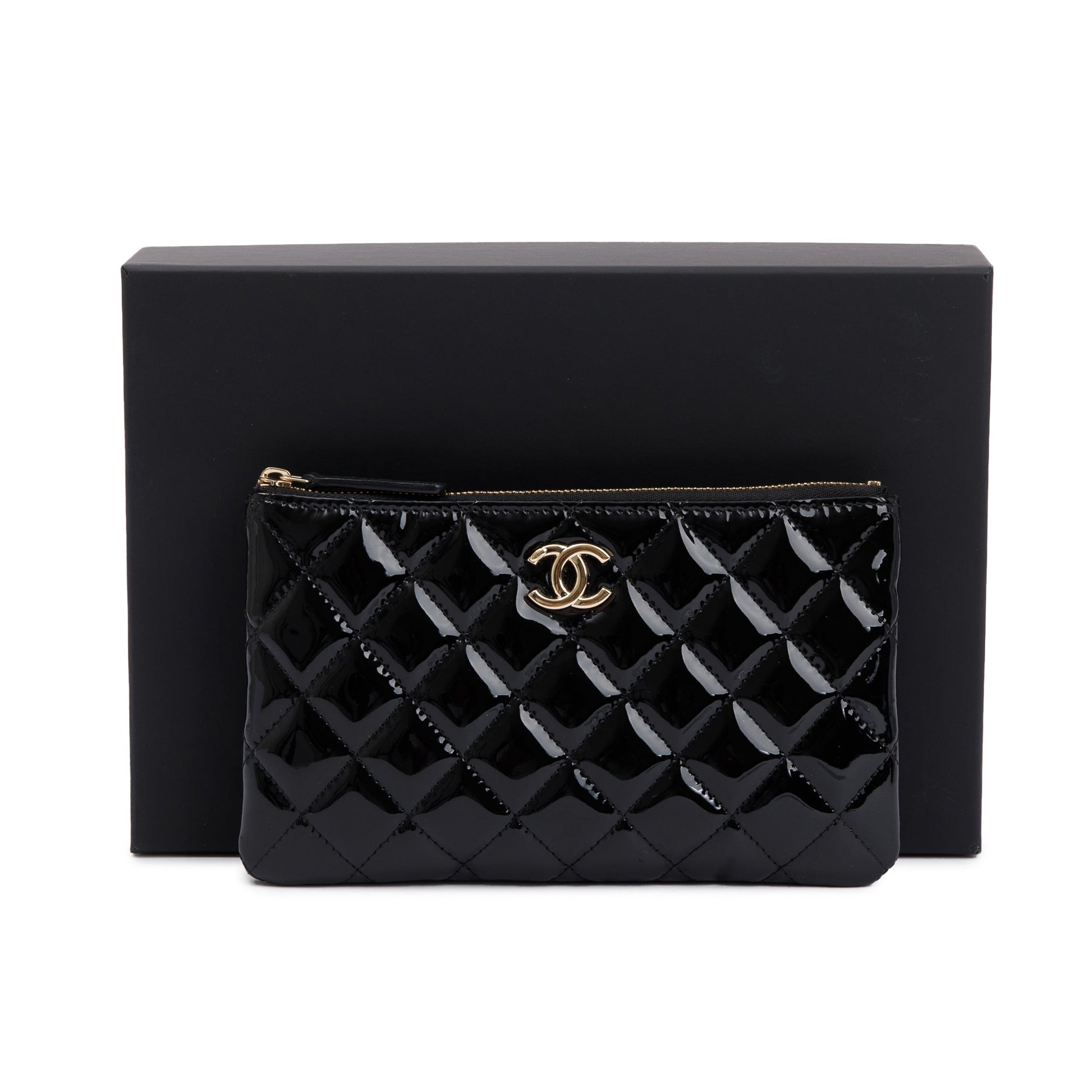 Chanel Quilted Patent Classic Leather Black Travel Bag
