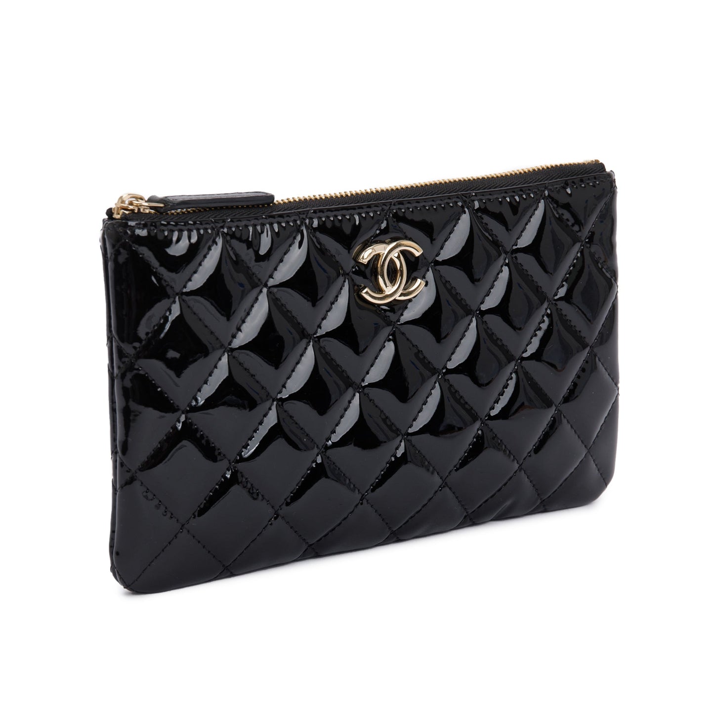 Chanel Quilted Patent Classic Leather Black Travel Bag