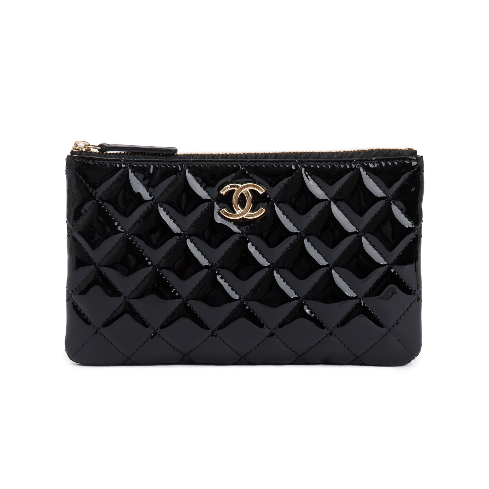 Chanel Quilted Patent Classic Leather Black Travel Bag