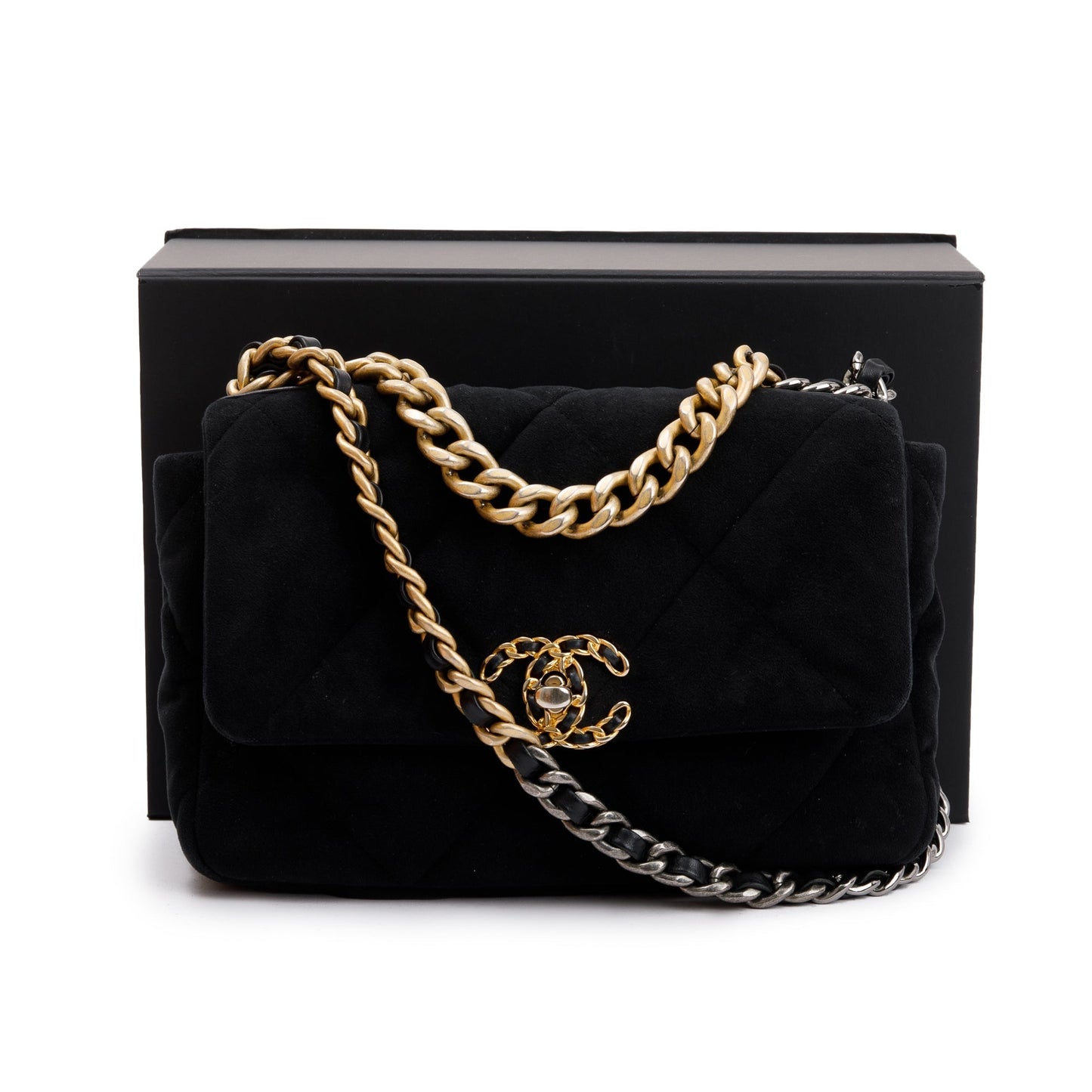Louis Vuitton Chanel Velvet 19 Flap Black Travel Bag