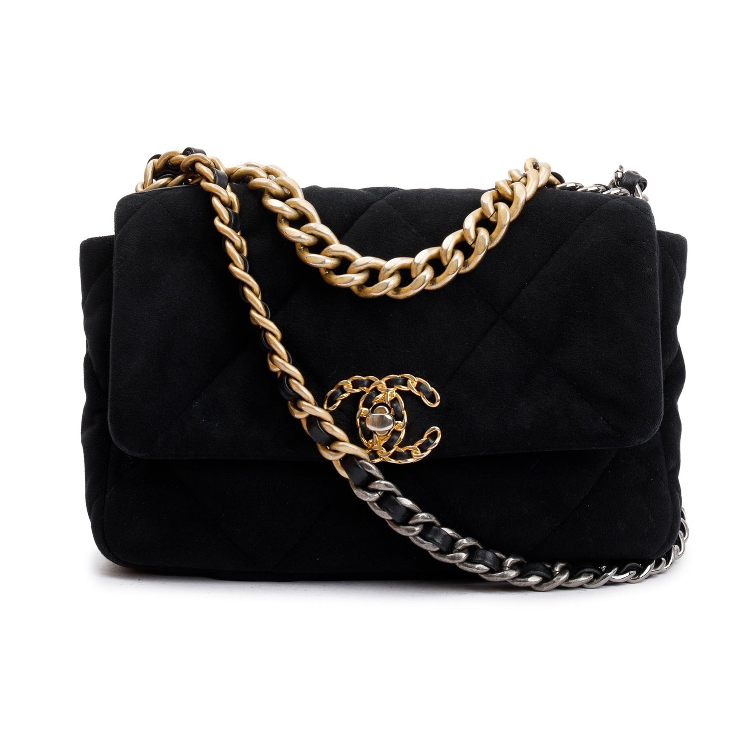 Louis Vuitton Chanel Velvet 19 Flap Black Travel Bag