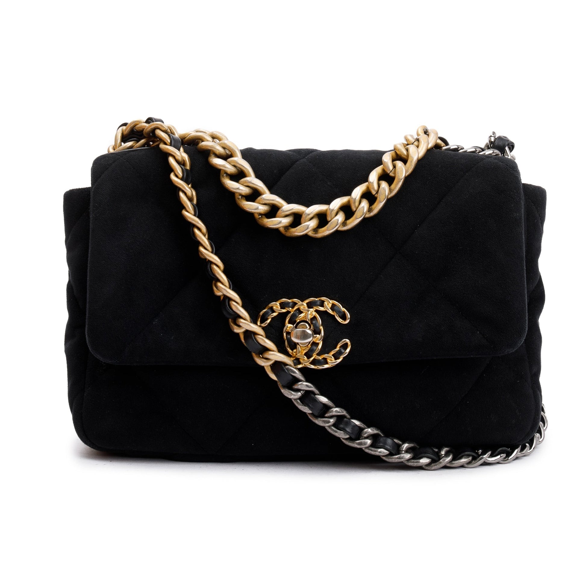 Louis Vuitton Chanel Velvet 19 Flap Black Travel Bag