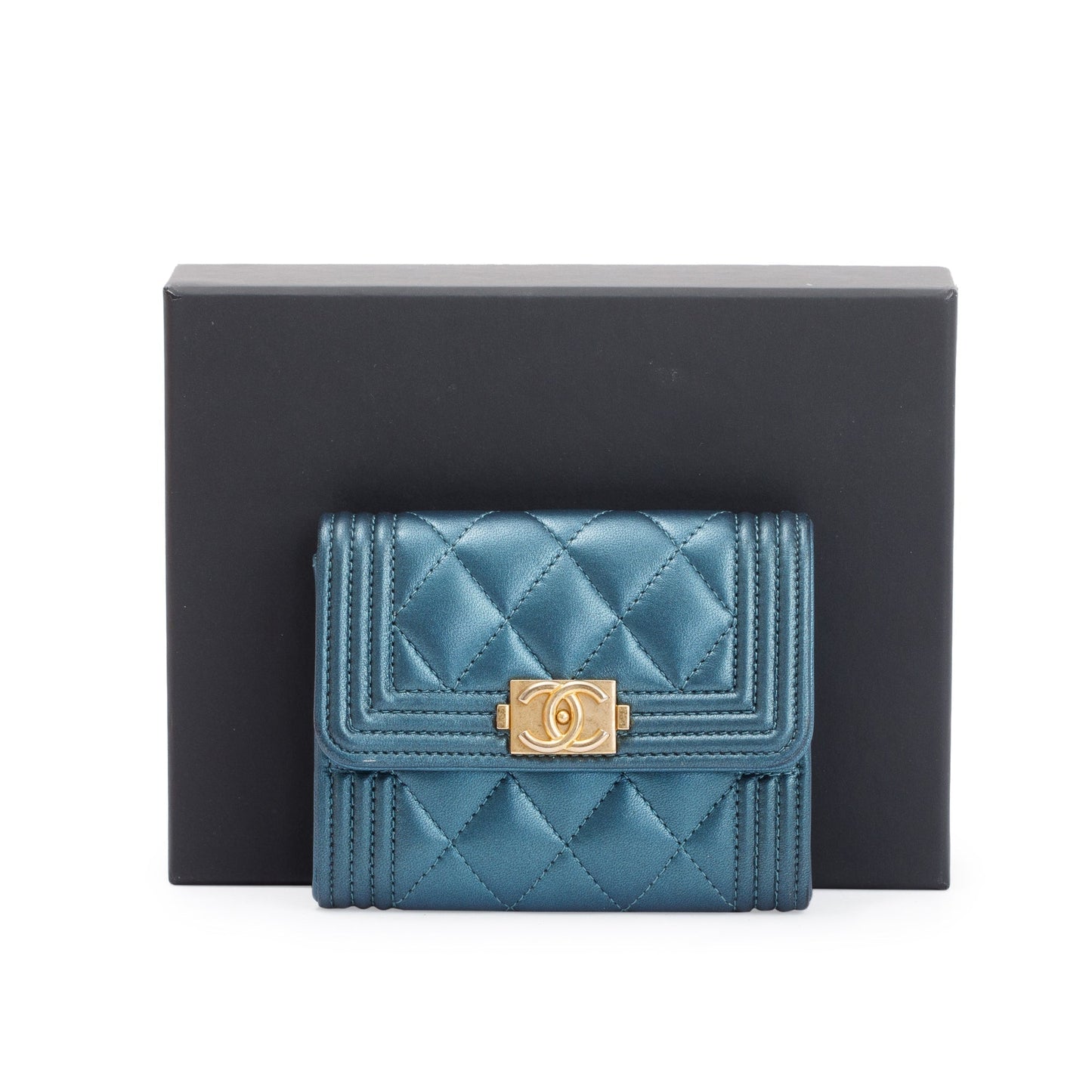 Chanel Blue Box Authenticity Card Lambskin Wallet Case