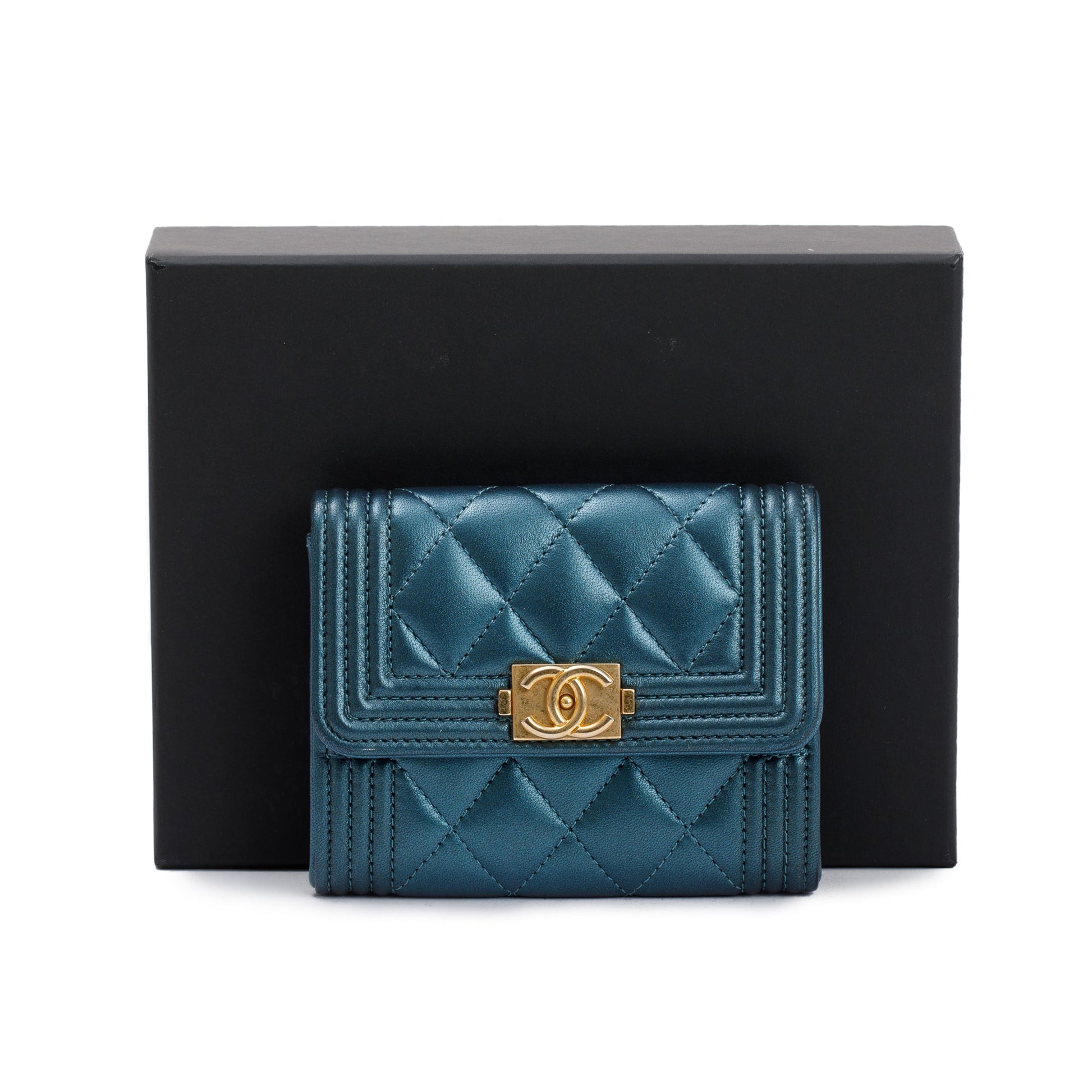 Chanel Blue Box Authenticity Card Lambskin Wallet Case Authenticity Card