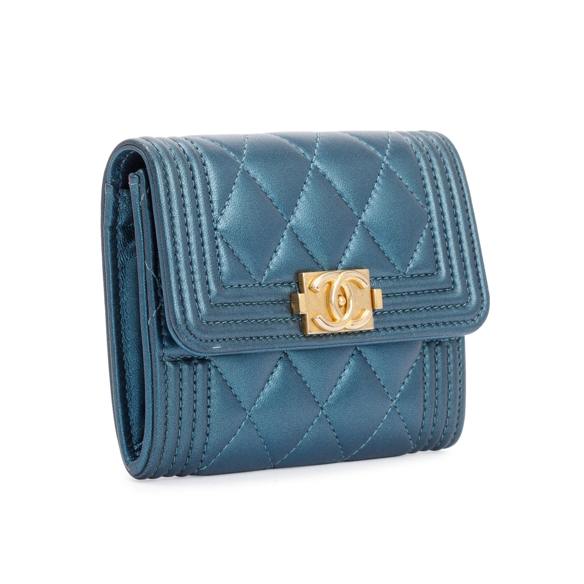 Chanel Blue Box Authenticity Card Lambskin Wallet Case