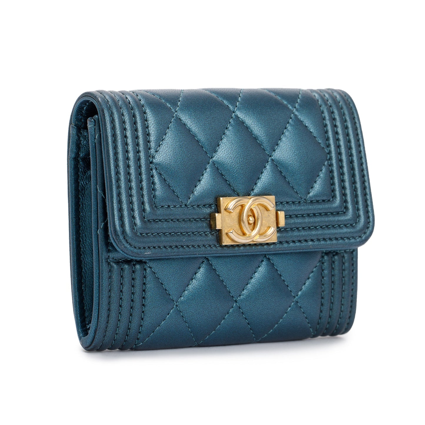 Chanel Blue Box Authenticity Card Lambskin Wallet Case Authenticity Card