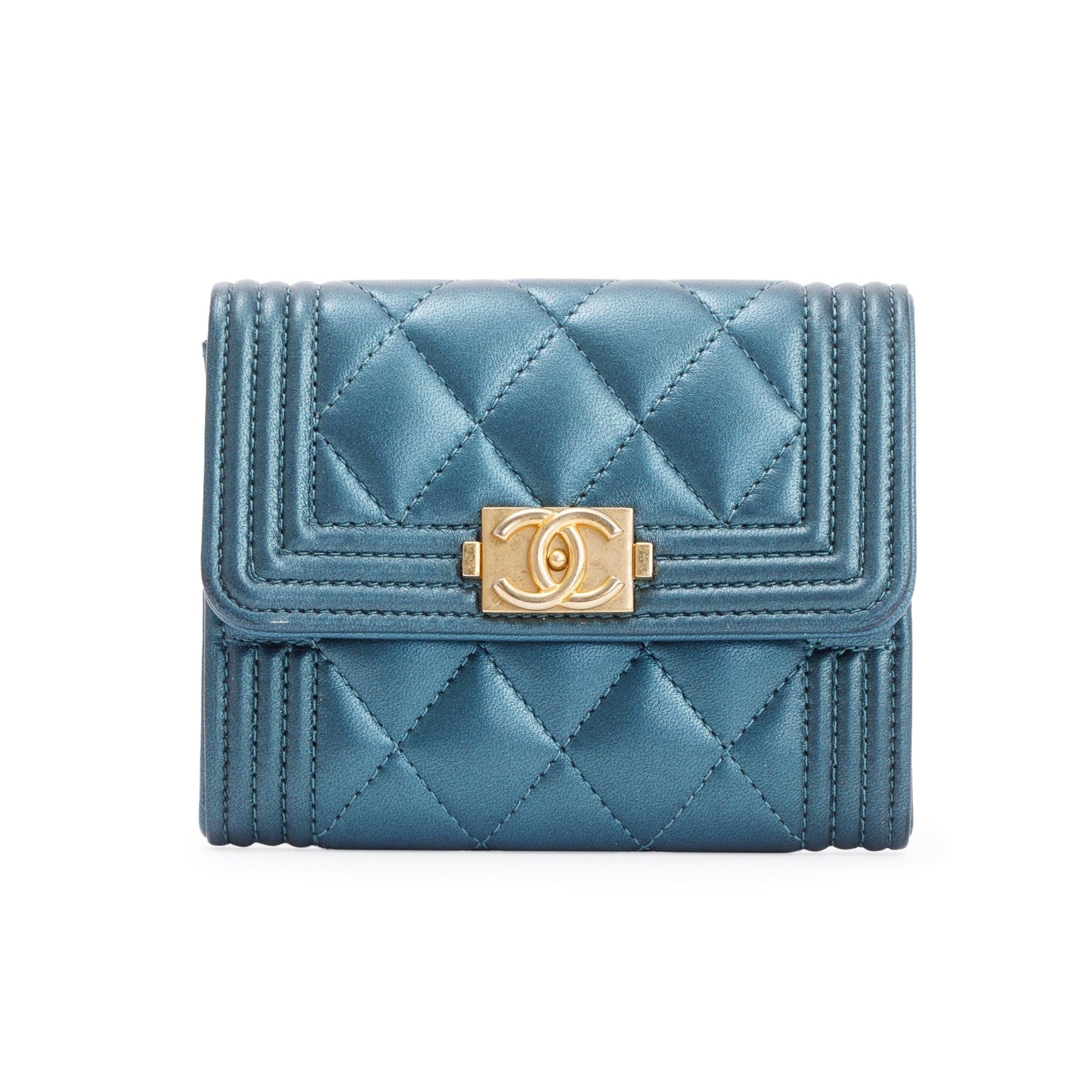 Chanel Blue Box Authenticity Card Lambskin Wallet Case