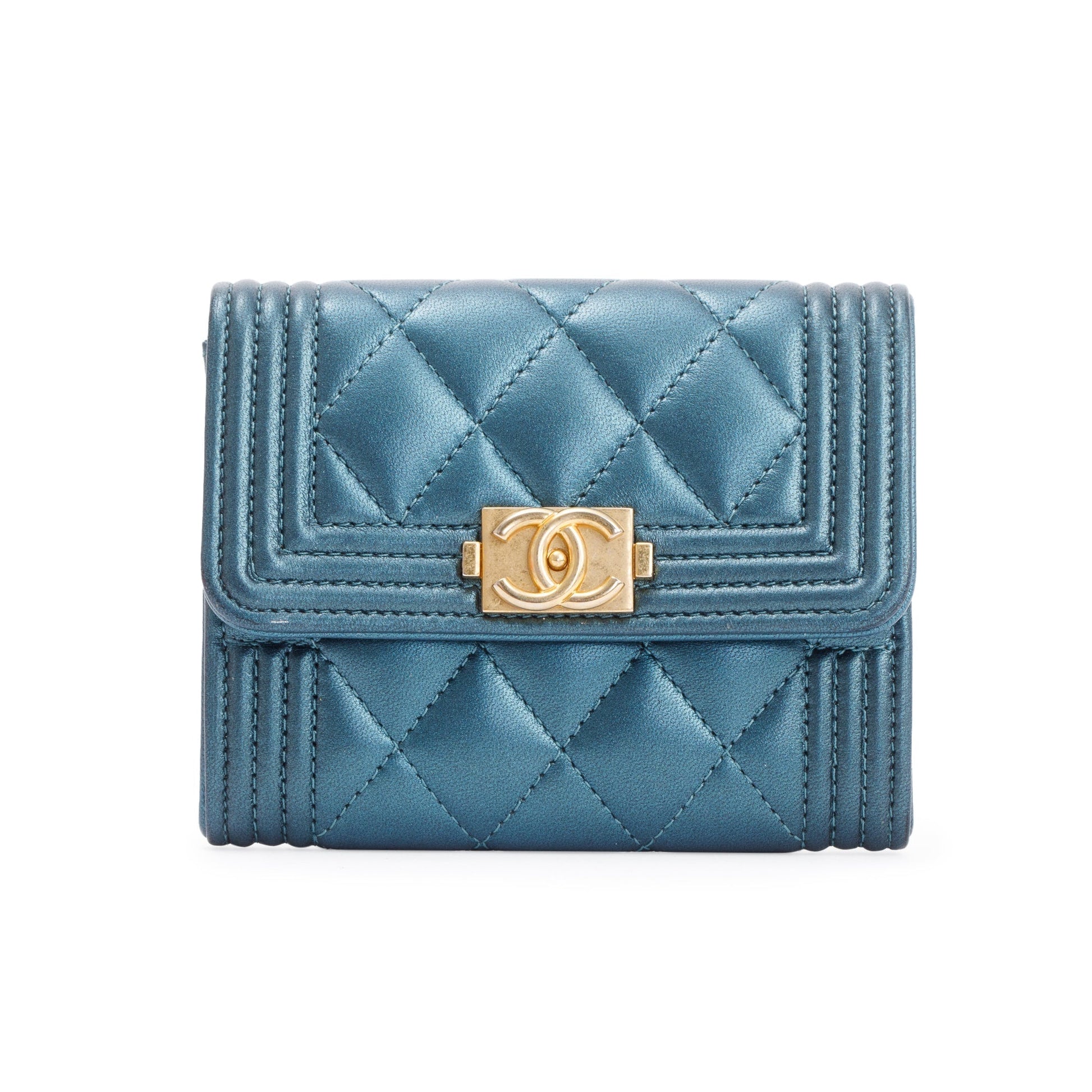 Chanel Blue Box Authenticity Card Lambskin Wallet Case