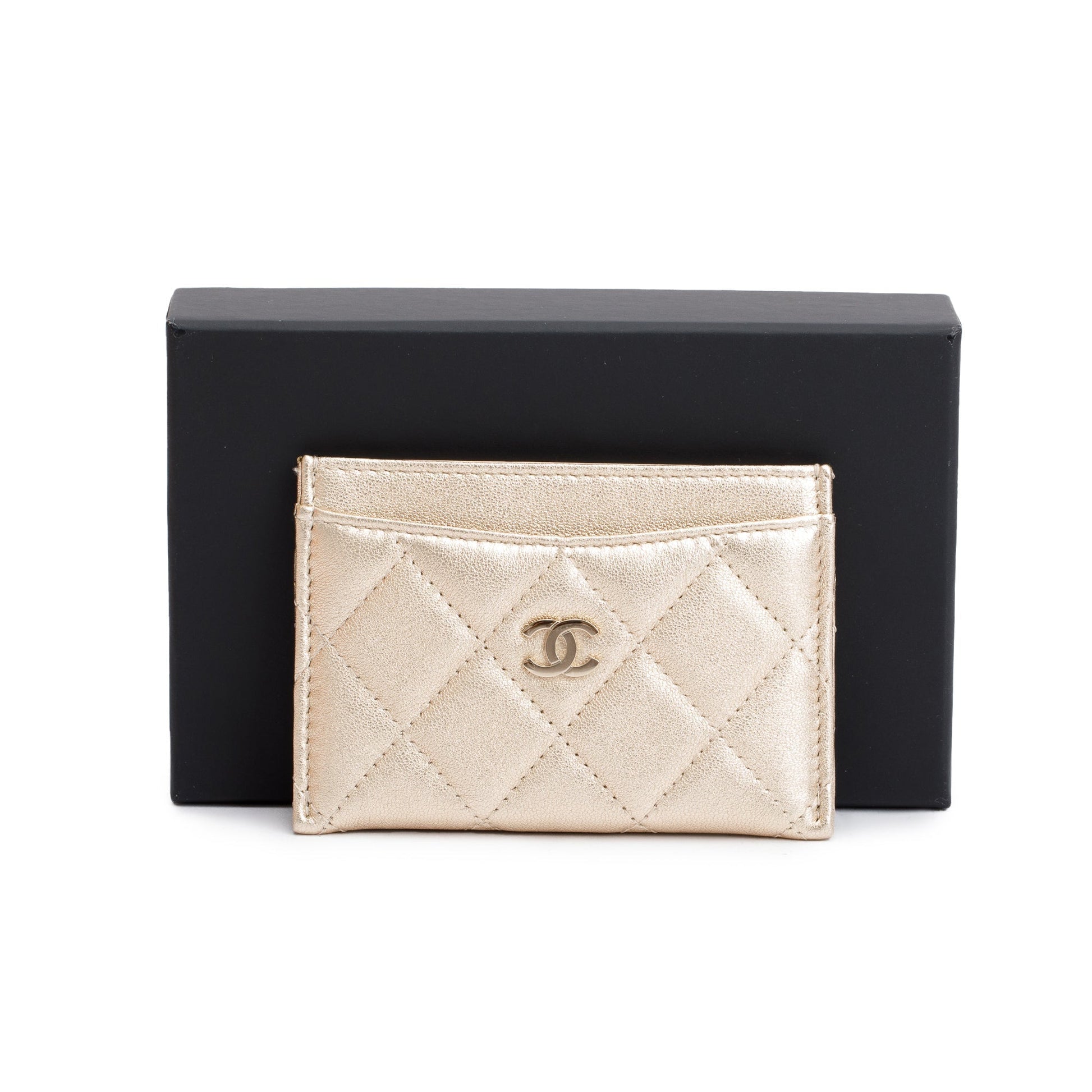 Chanel ard Holder Leather Calfskin Gold Wallet Case
