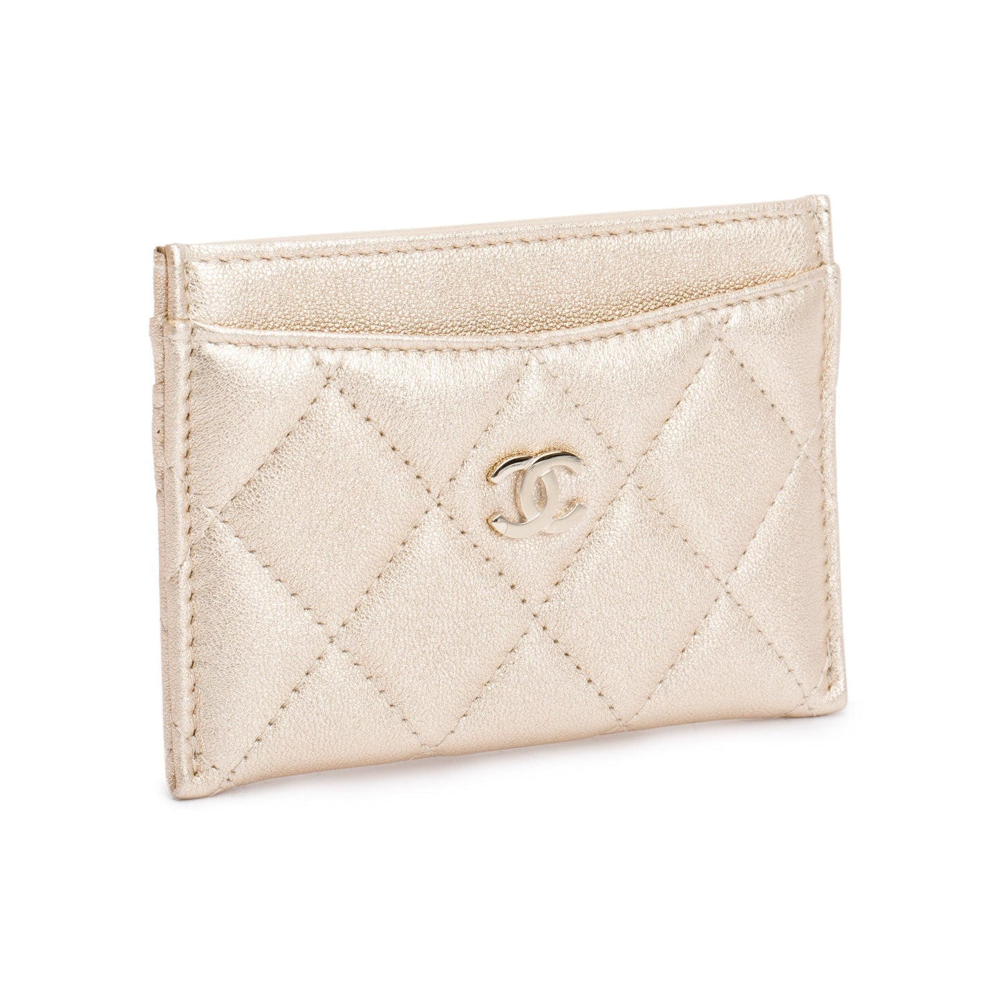 Chanel ard Holder Leather Calfskin Gold Wallet Case