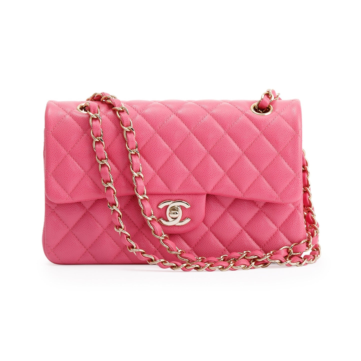 Chanel Caviar Classic Double Flap Pink Travel Bag Authenticity Card