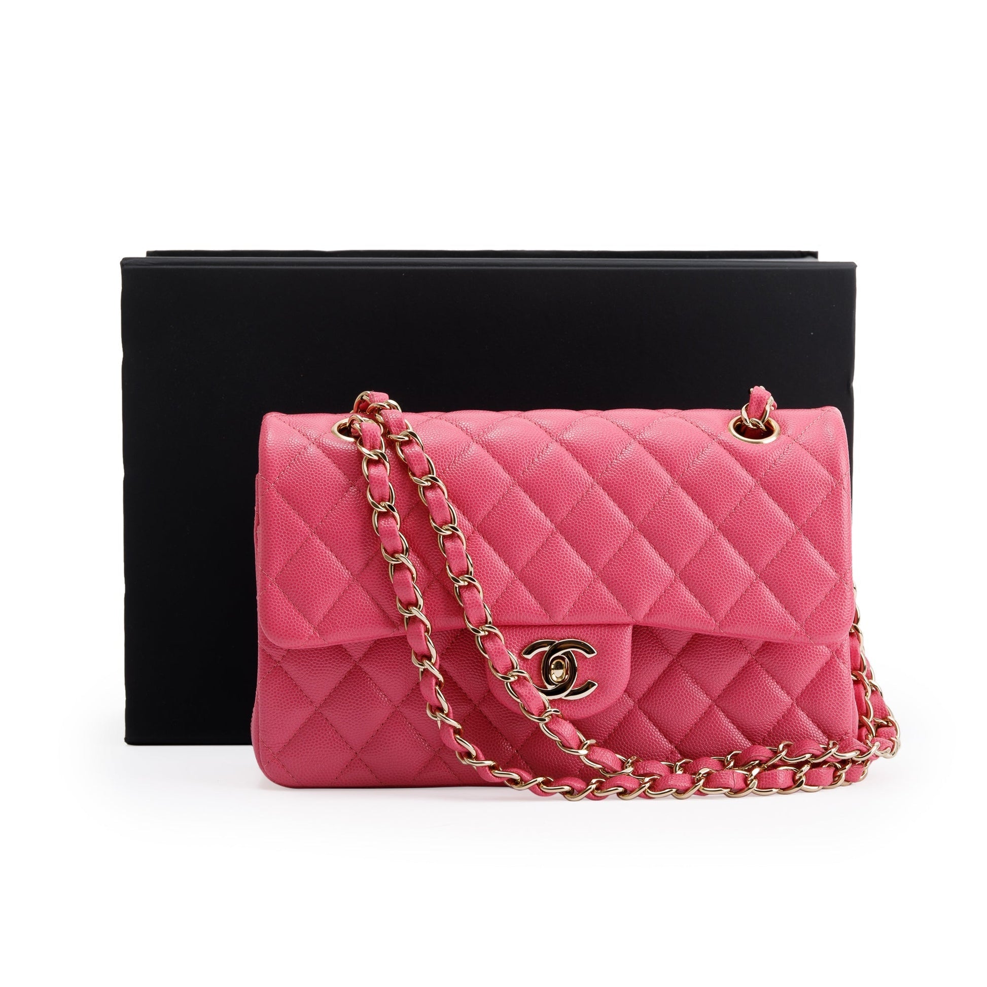 Chanel Caviar Classic Double Flap Pink Travel Bag Authenticity Card