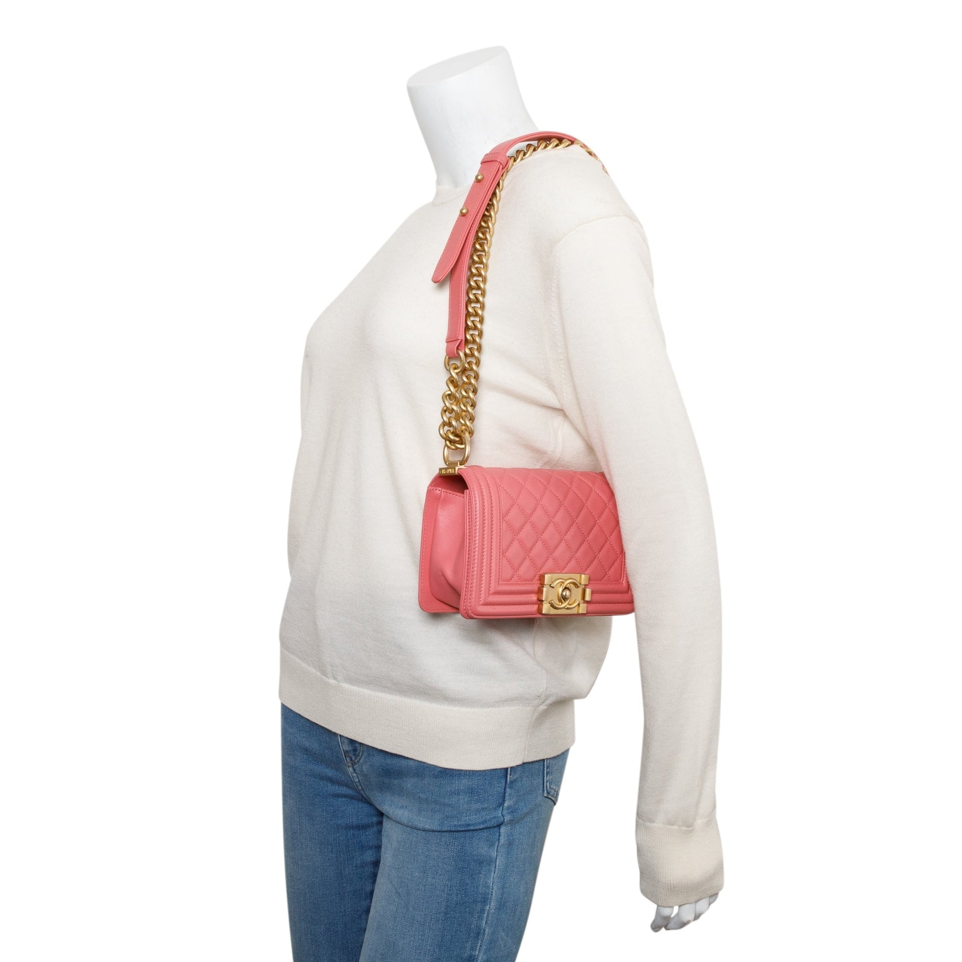 Chanel Boy Leather Lambskin Pink Travel Bag