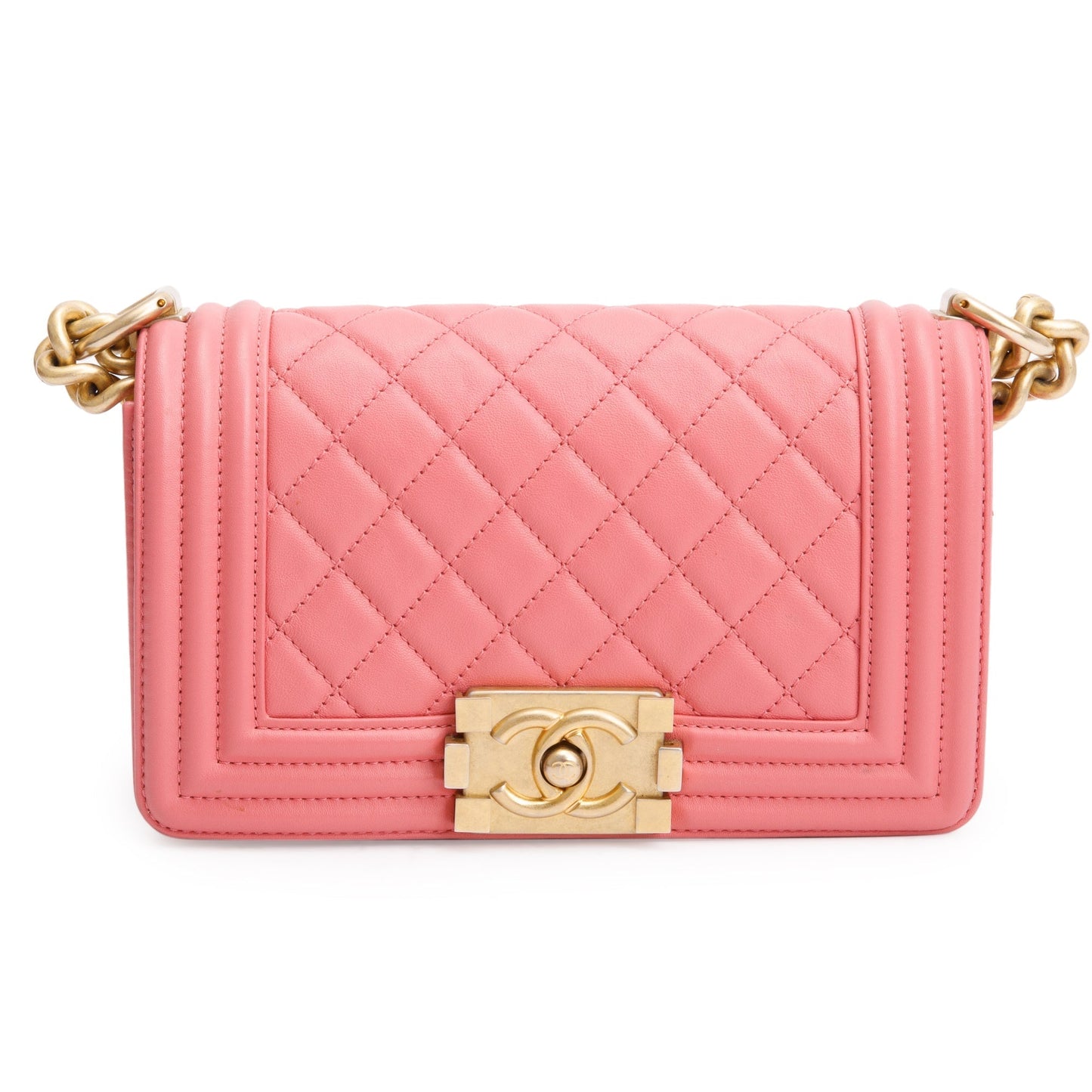 Chanel Boy Leather Lambskin Pink Travel Bag