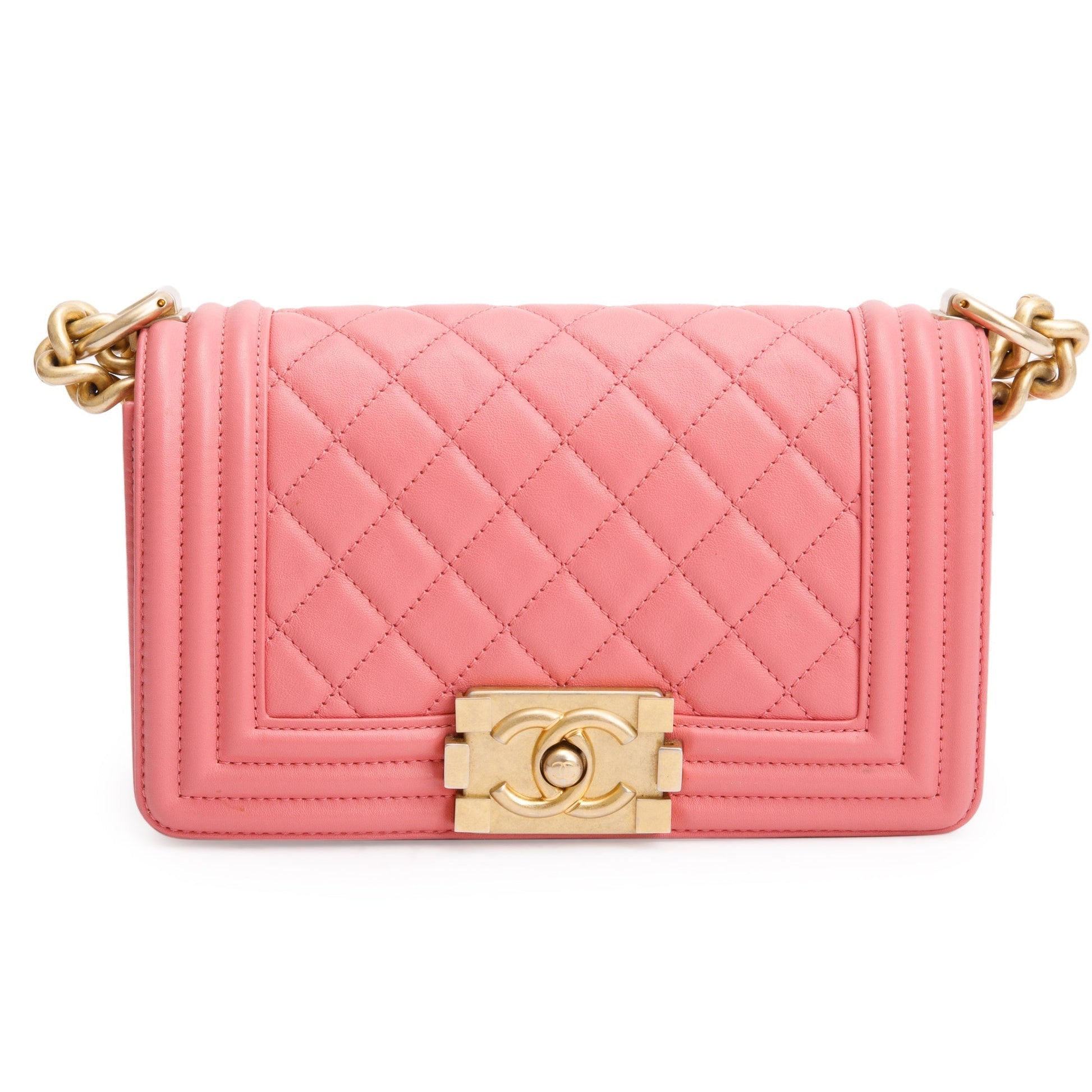 Chanel Boy Leather Lambskin Pink Travel Bag