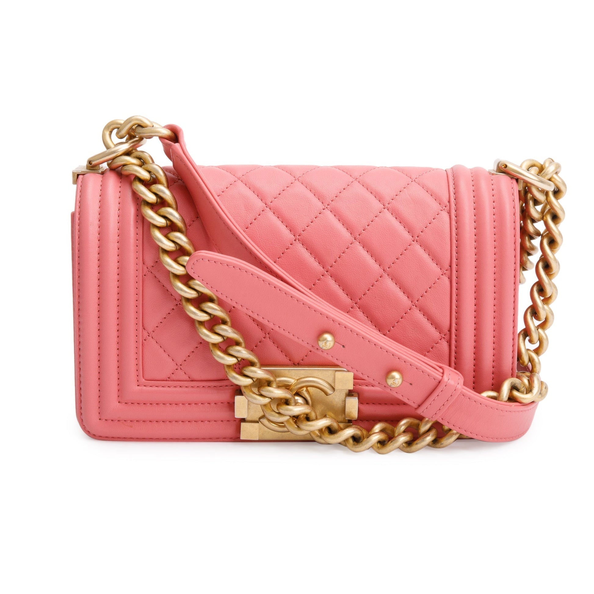 Chanel Boy Leather Lambskin Pink Travel Bag