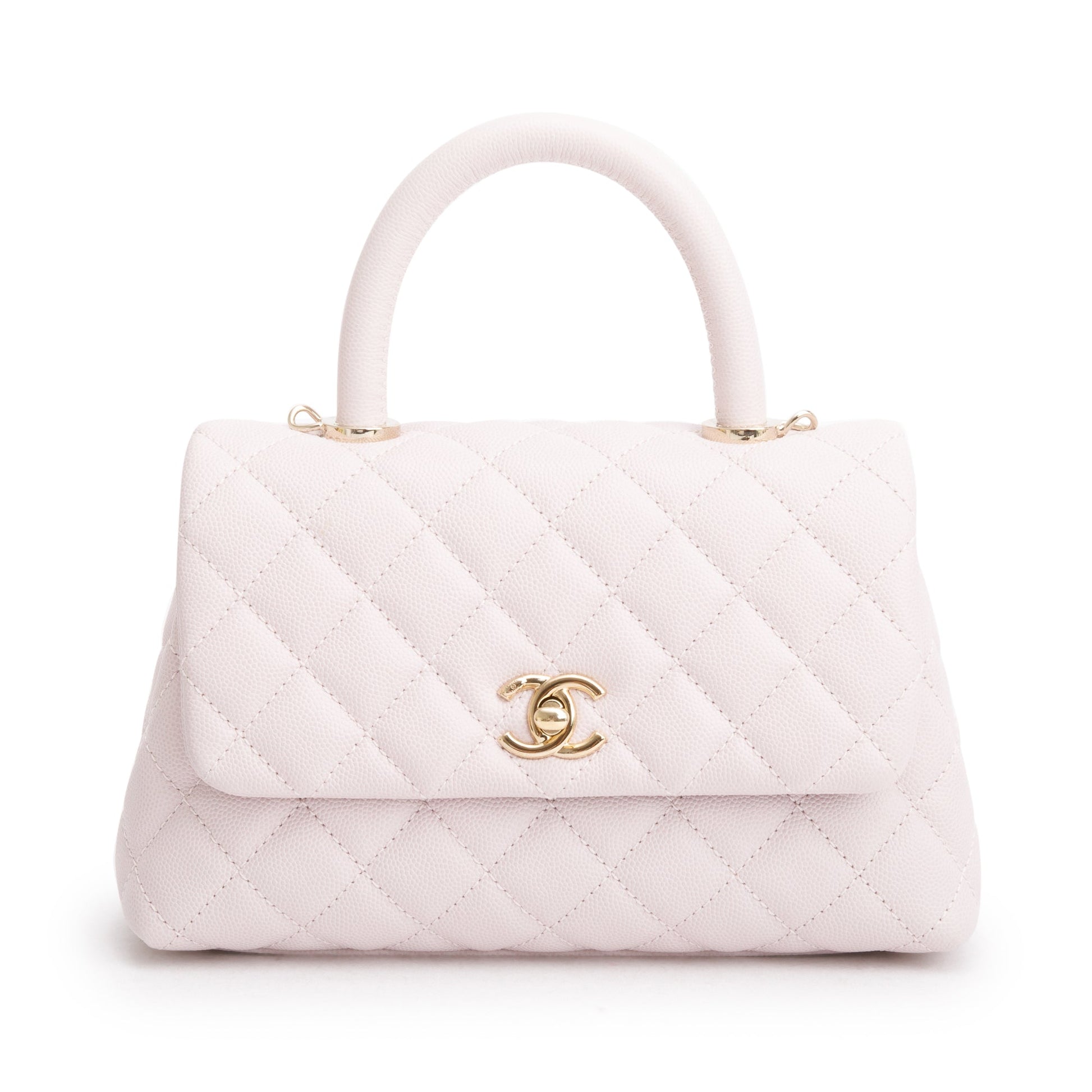 Chanel Quilted Caviar Coco Handle Leather Pink Travel Bag