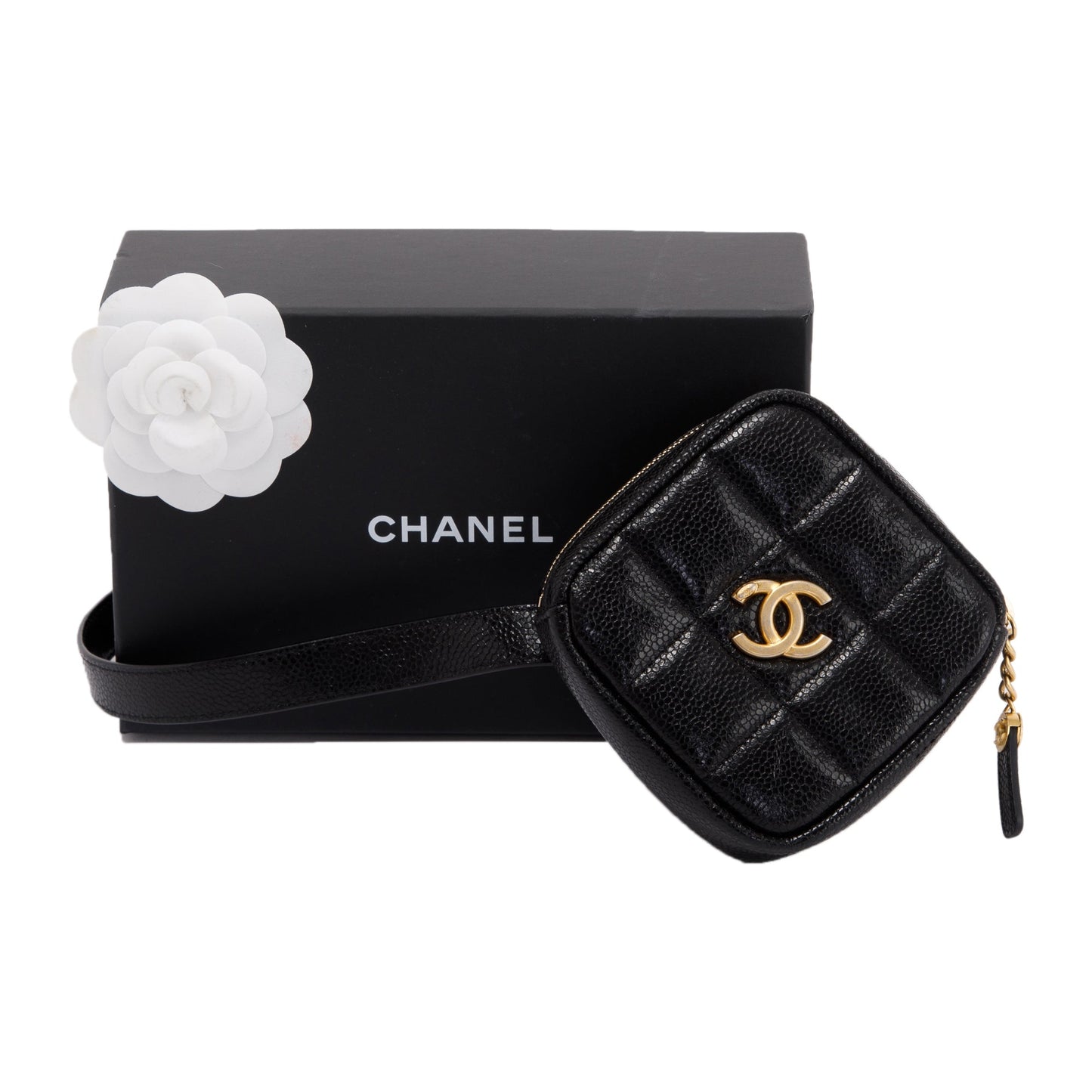 Chanel Quilted Caviar CC Diamond Belt Leather