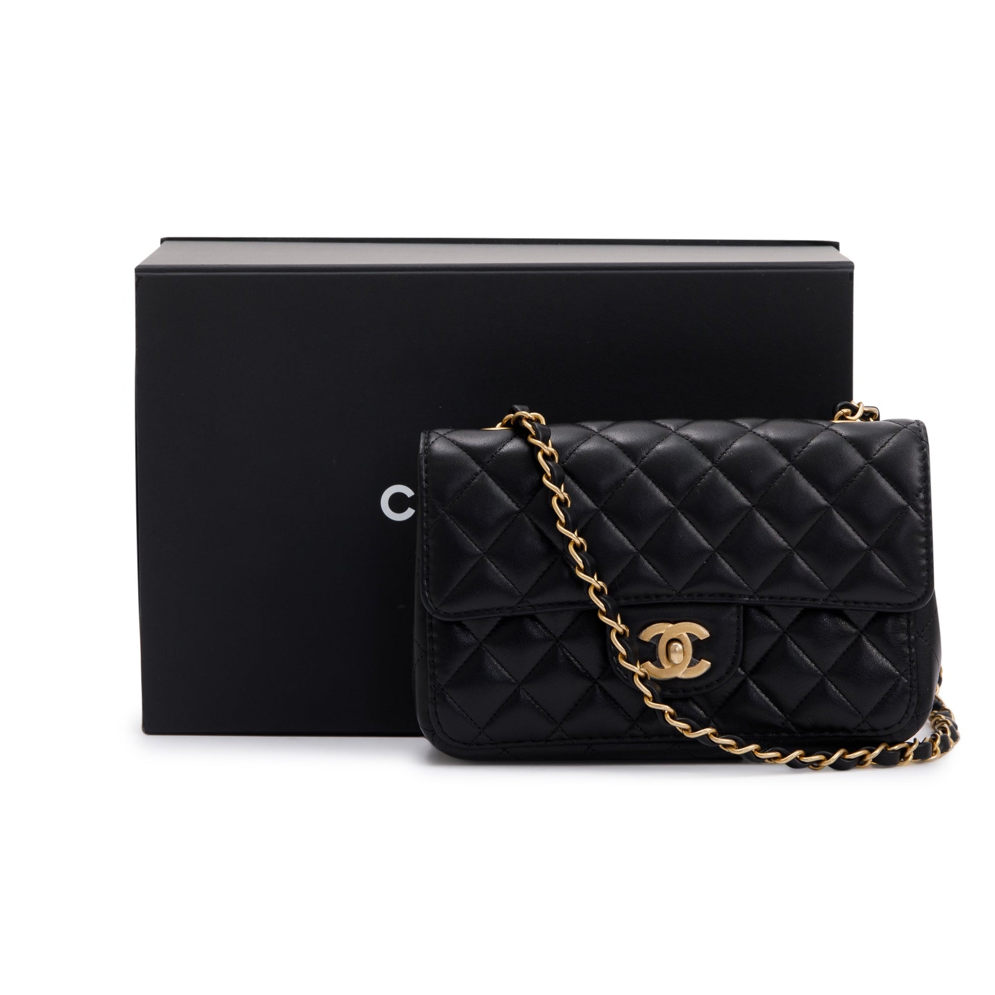 Chanel Into Flap Lambskin Black Travel Bag