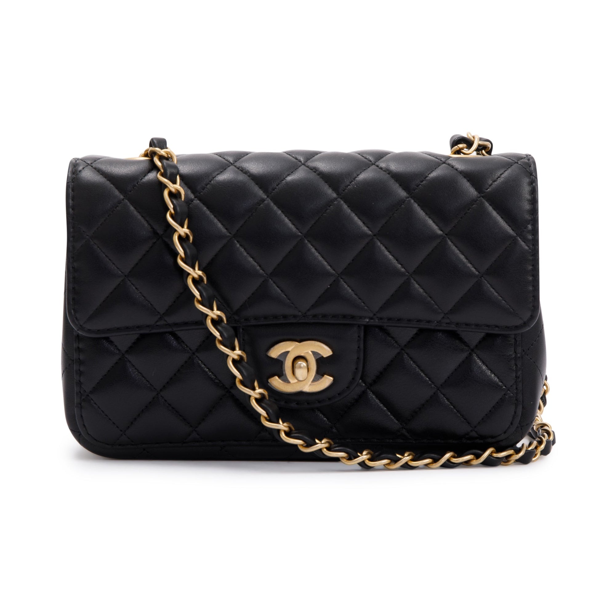 Chanel Into Flap Lambskin Black Travel Bag