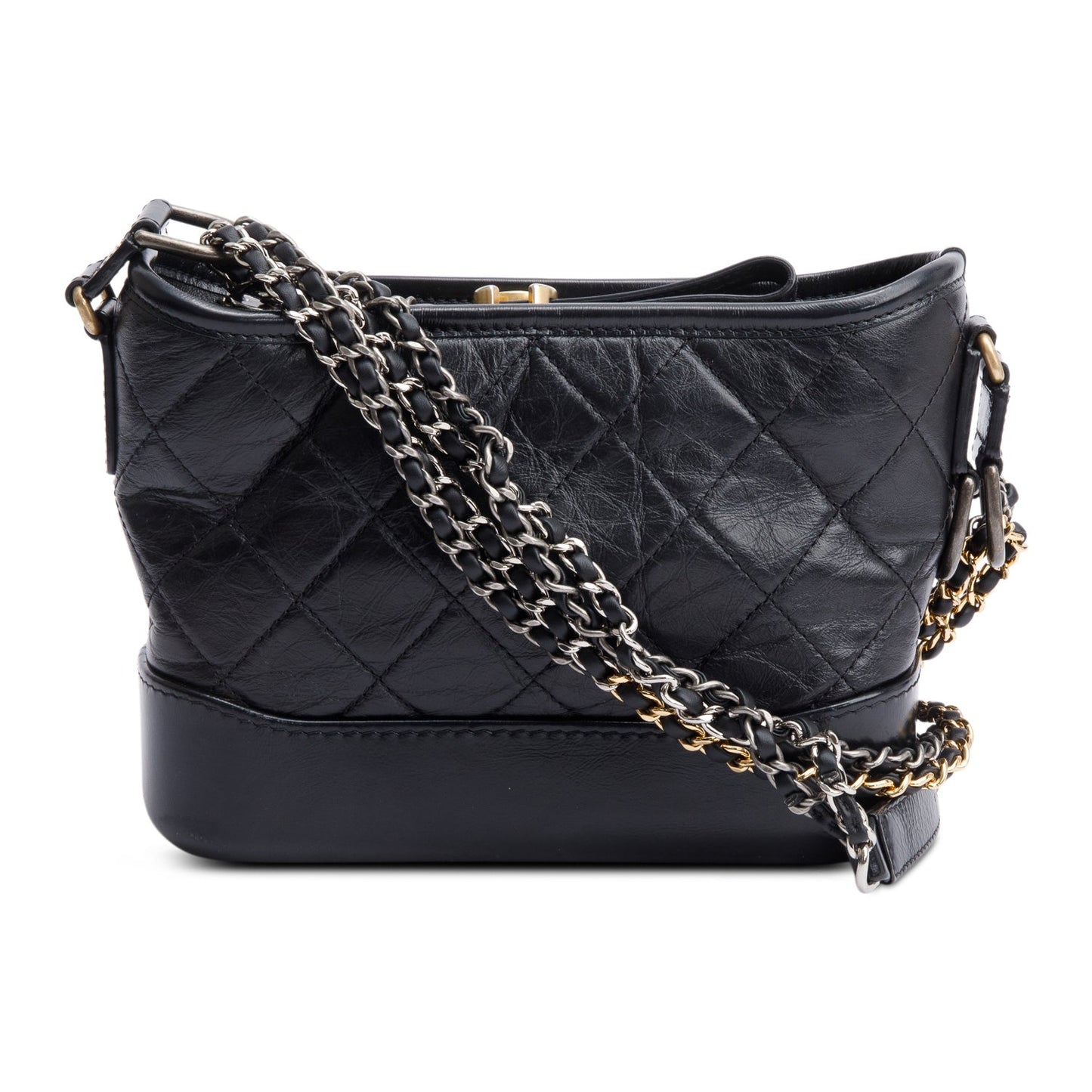 Chanel Aged Gabrielle Hobo Leather Calfskin Black Travel Bag Authenticity Card