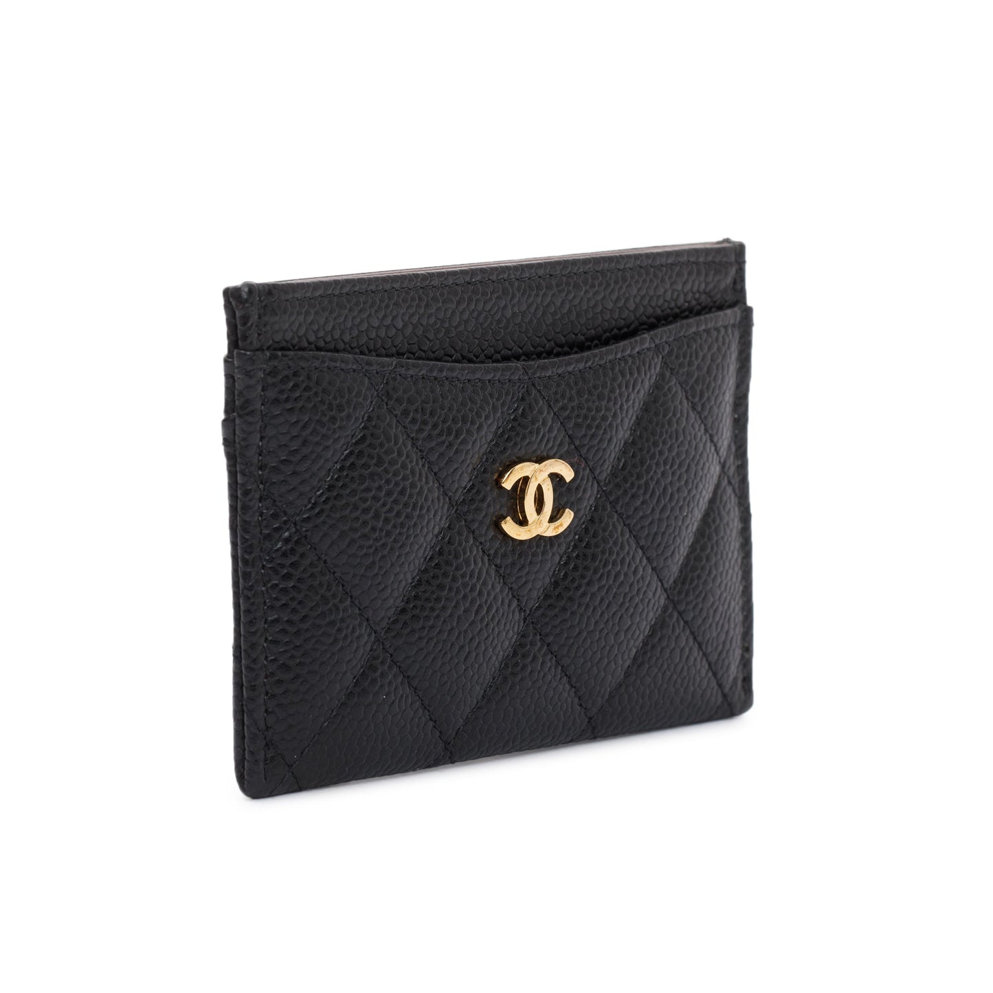 Chanel Caviar Classic Card Holder Leather Black Wallet Case