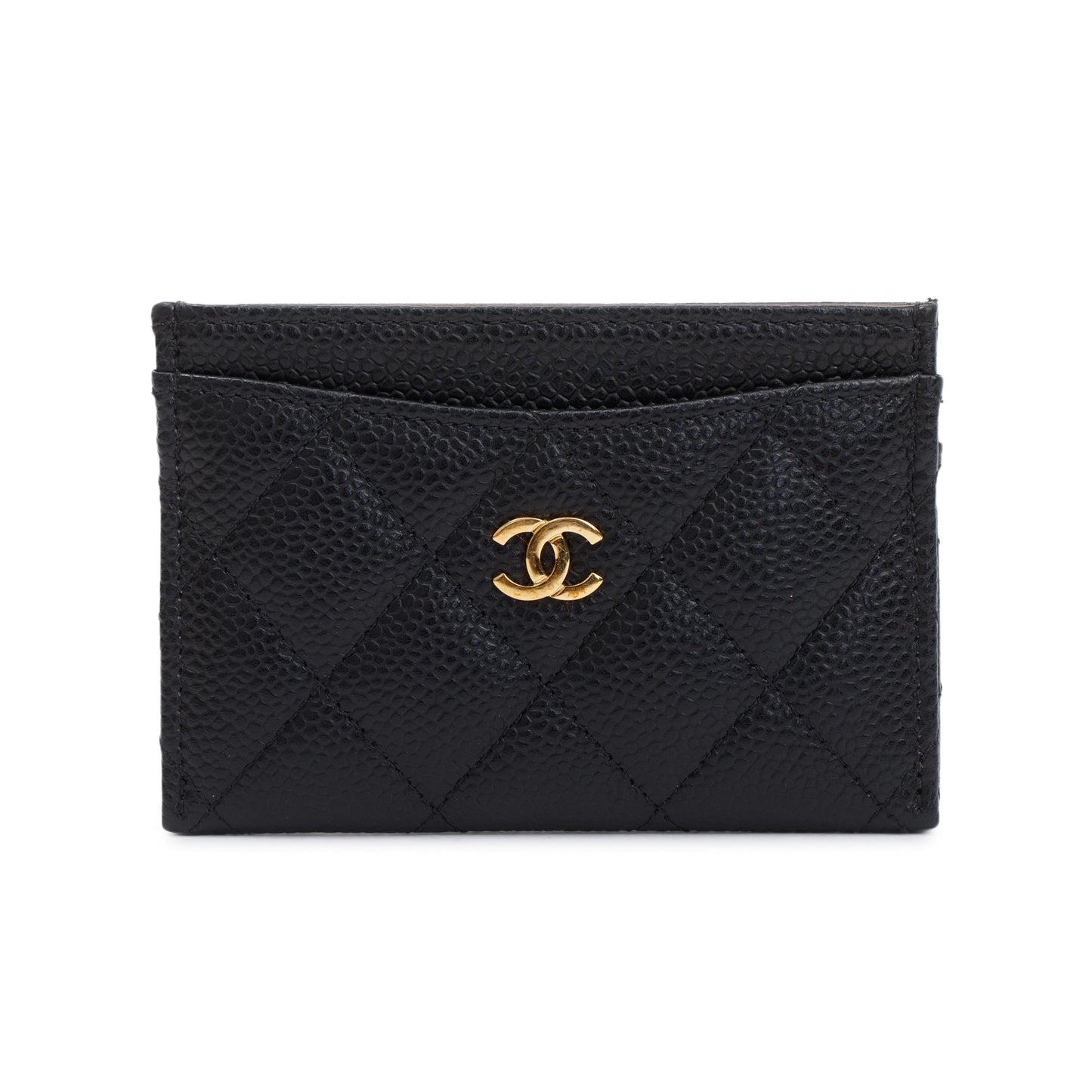 Chanel Caviar Classic Card Holder Leather Black Wallet Case