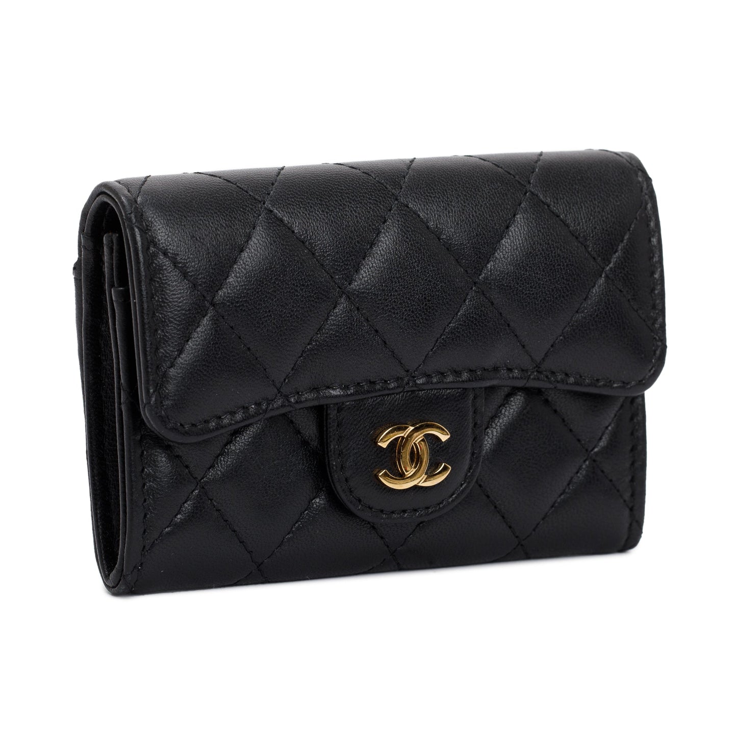Chanel Caviar Classic Flap Card Holder Leather Black Wallet Case