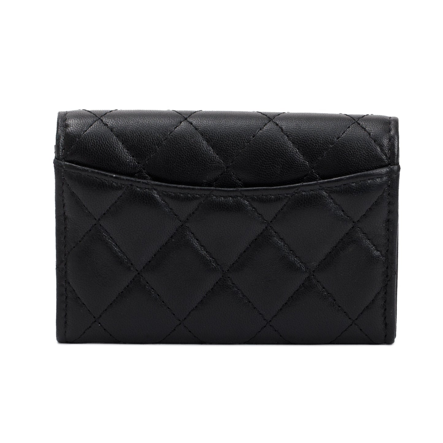 Chanel Caviar Classic Flap Card Holder Leather Black Wallet Case