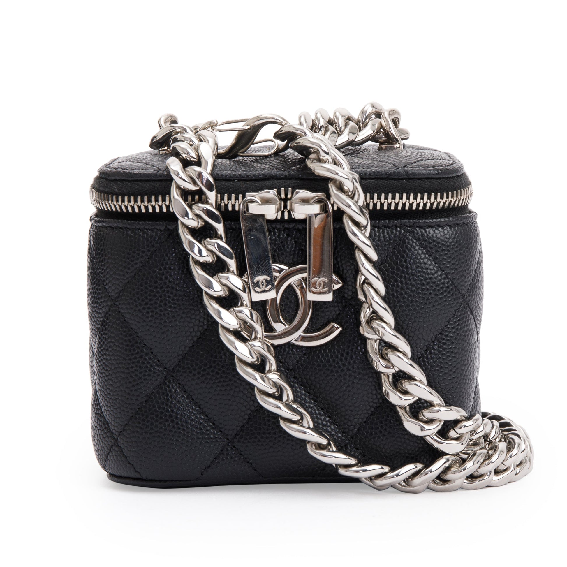 Chanel Caviar Coco Vanity Leather Black Travel Bag