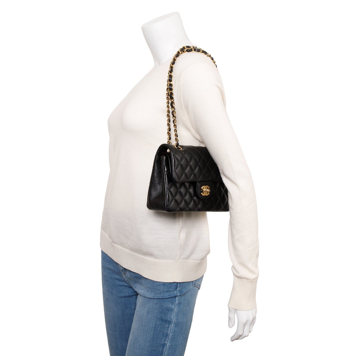 Chanel Classic Double Flap Lambskin Black Travel Bag 8