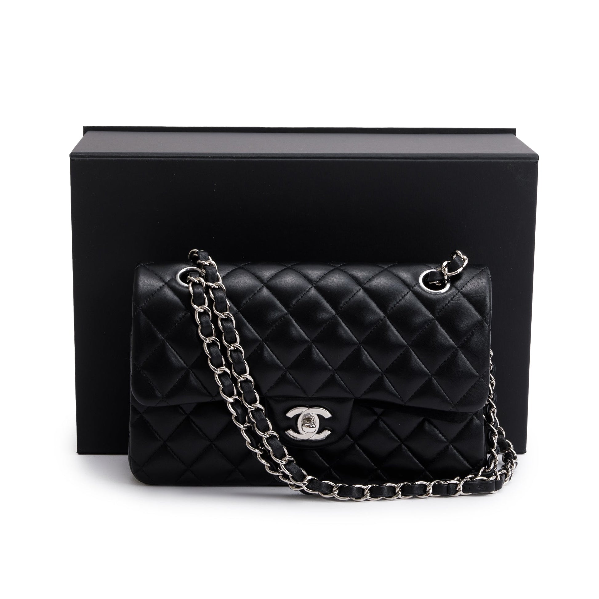 Chanel Classic Double Flap Lambskin Black Travel Bag Authenticity Card