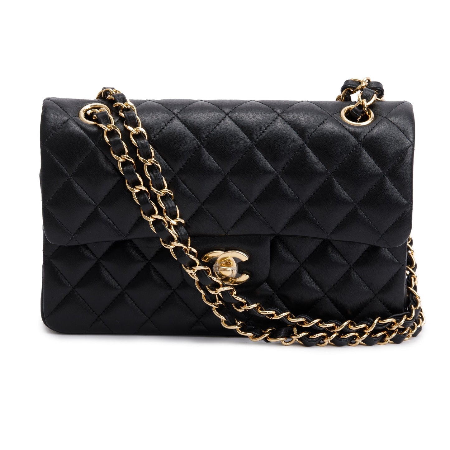 Chanel Classic Double Flap Lambskin Black Travel Bag 8