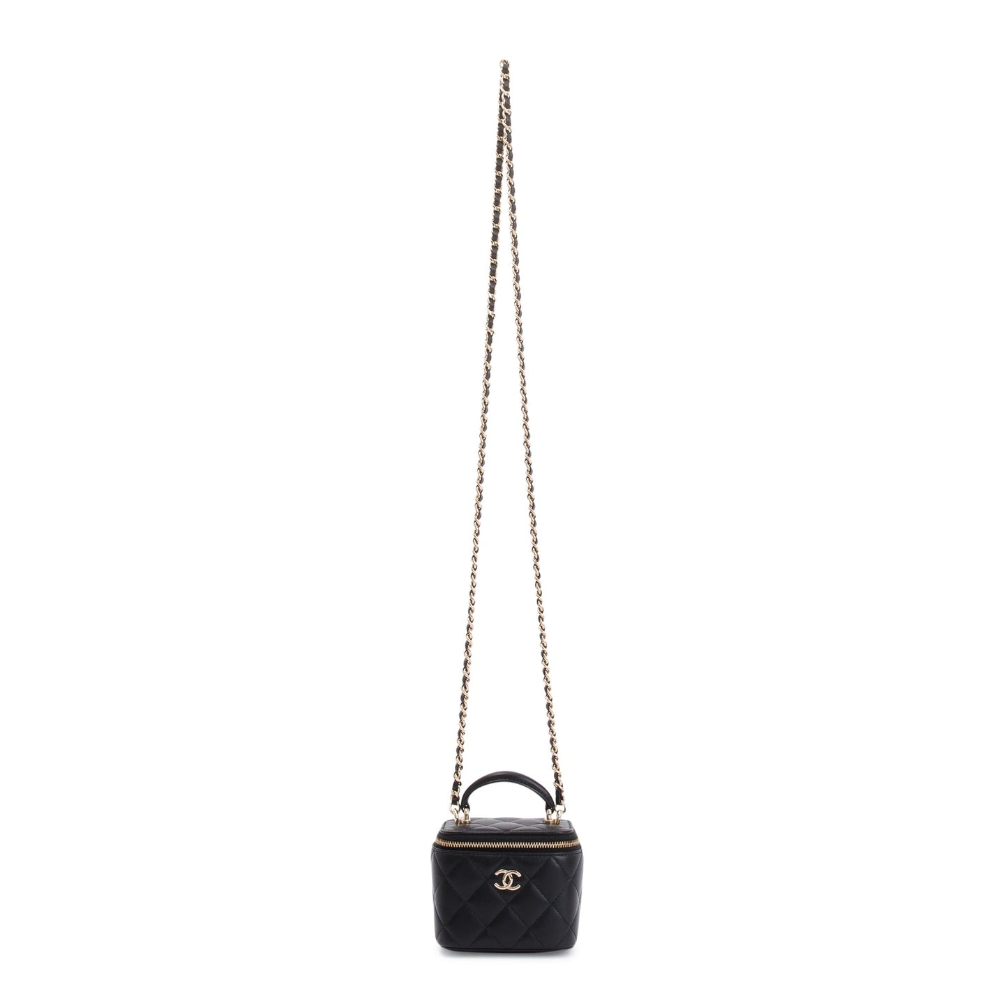 Chanel Vanity Leather Lambskin Black Travel Bag